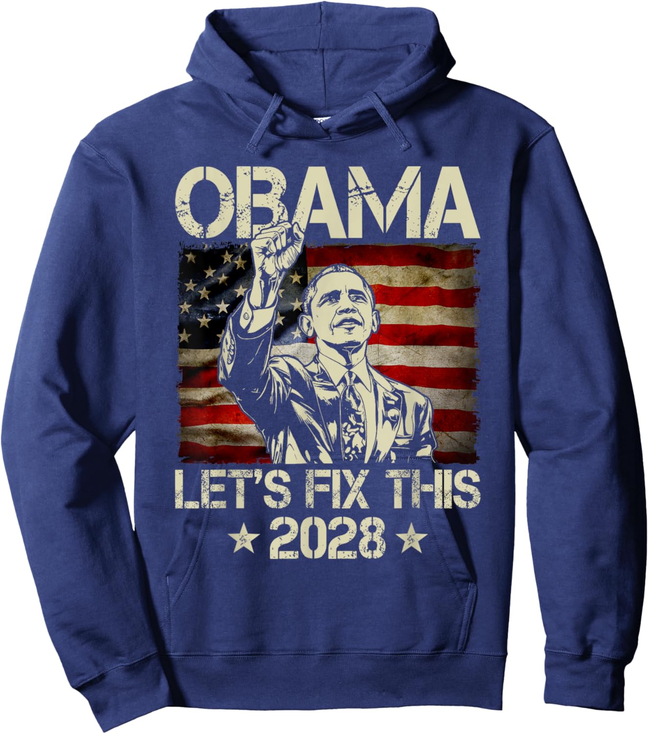 Obama 2028 Let's Fix This Obama 48th President USA Flag Hoodie - Hoodie | Navy
