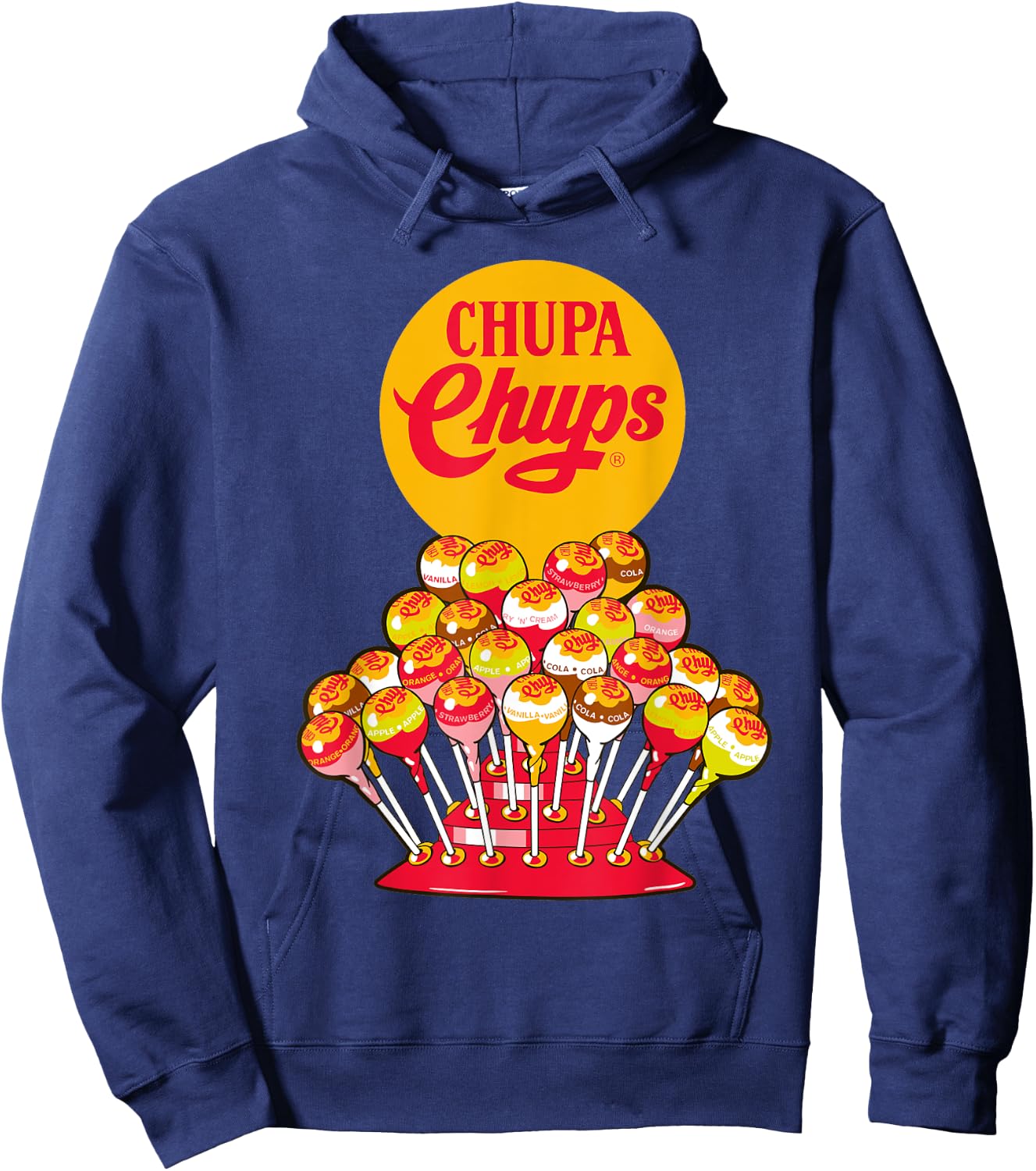 CHUPA CHUPS Retro Candy Brand - Men's Adult Black Short Sleeve Classic Fit Small Hoodie - Hoodie | Navy