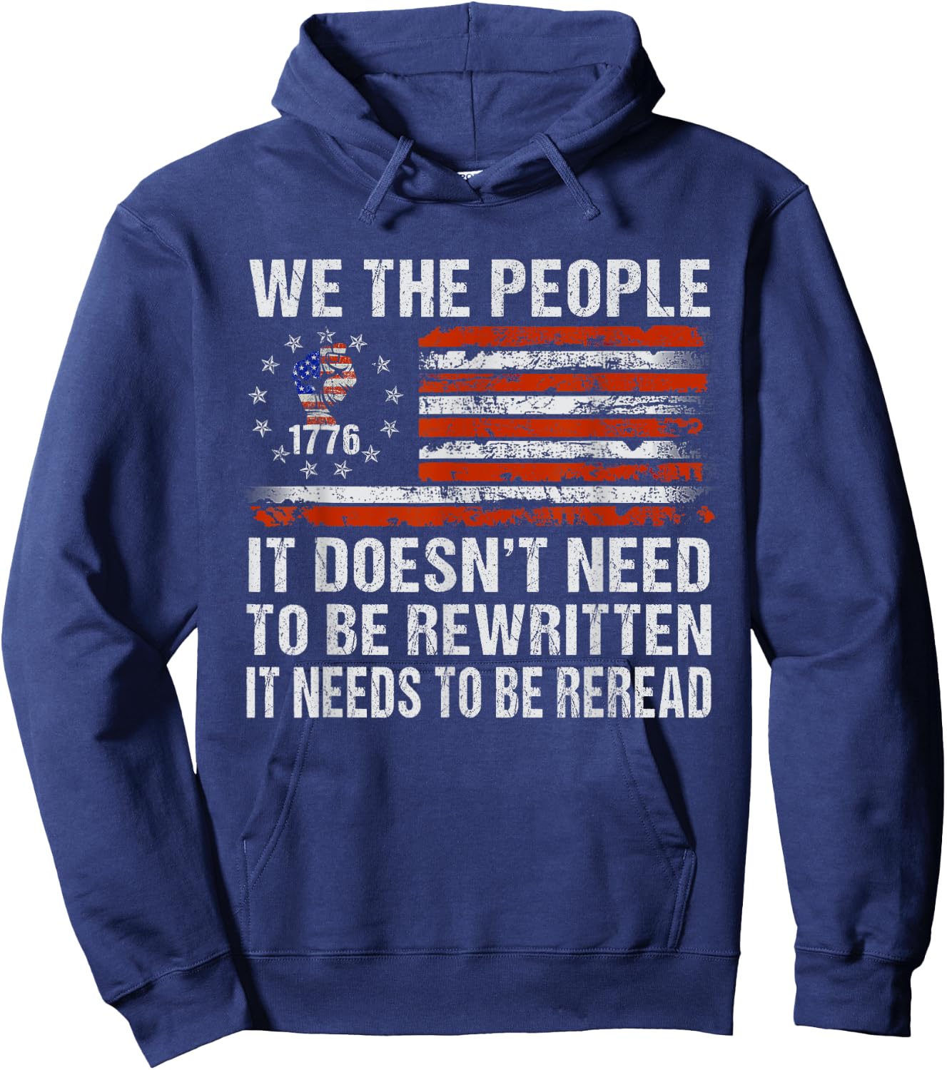 We The People American Flag Patriotic 1776 USA Retro Gifts Hoodie - Hoodie | Navy