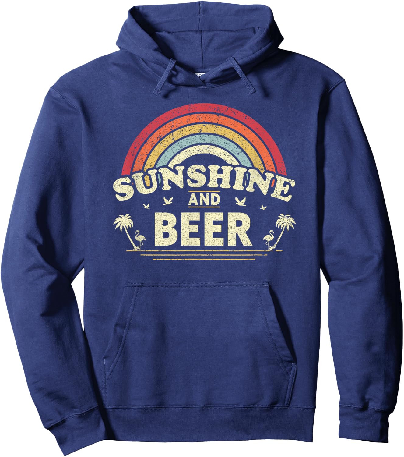 Beer Sunshine and Beer Shirt Vintage Women Hoodie - Hoodie | Navy