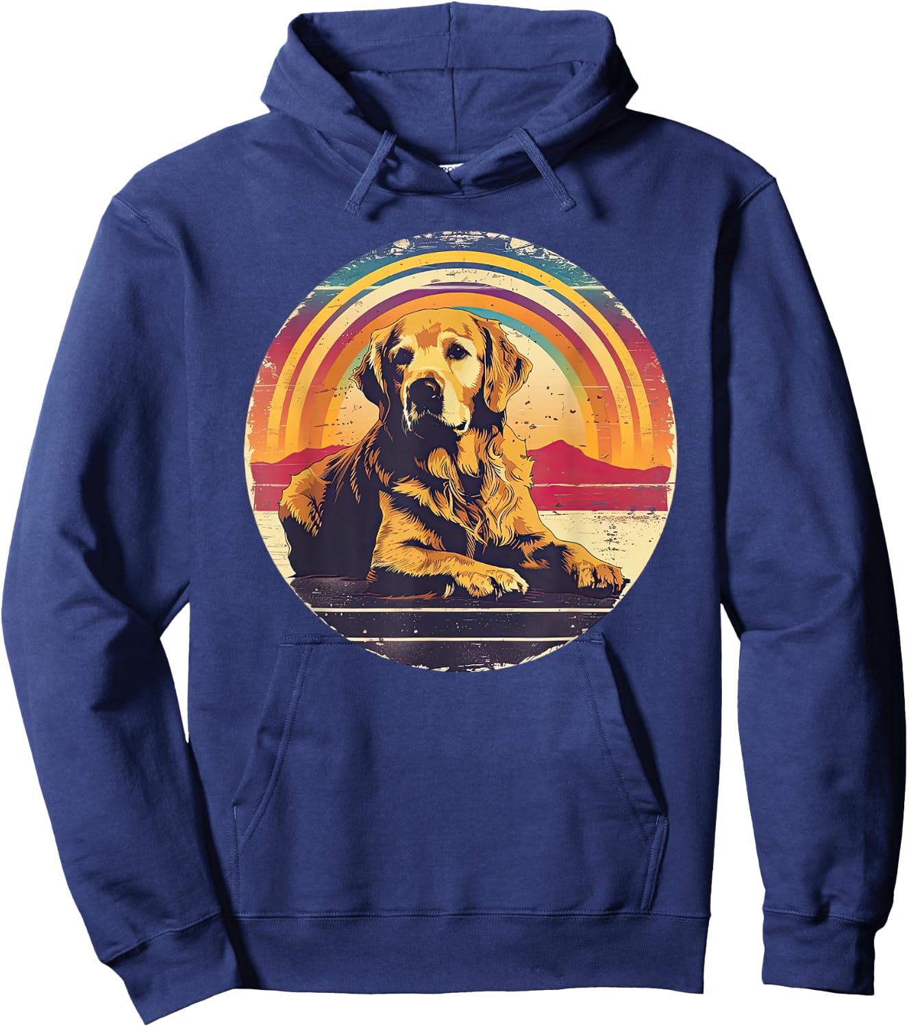 Vintage Golden Retriever Retro Sun Dog Lover Hoodie - Hoodie | Navy