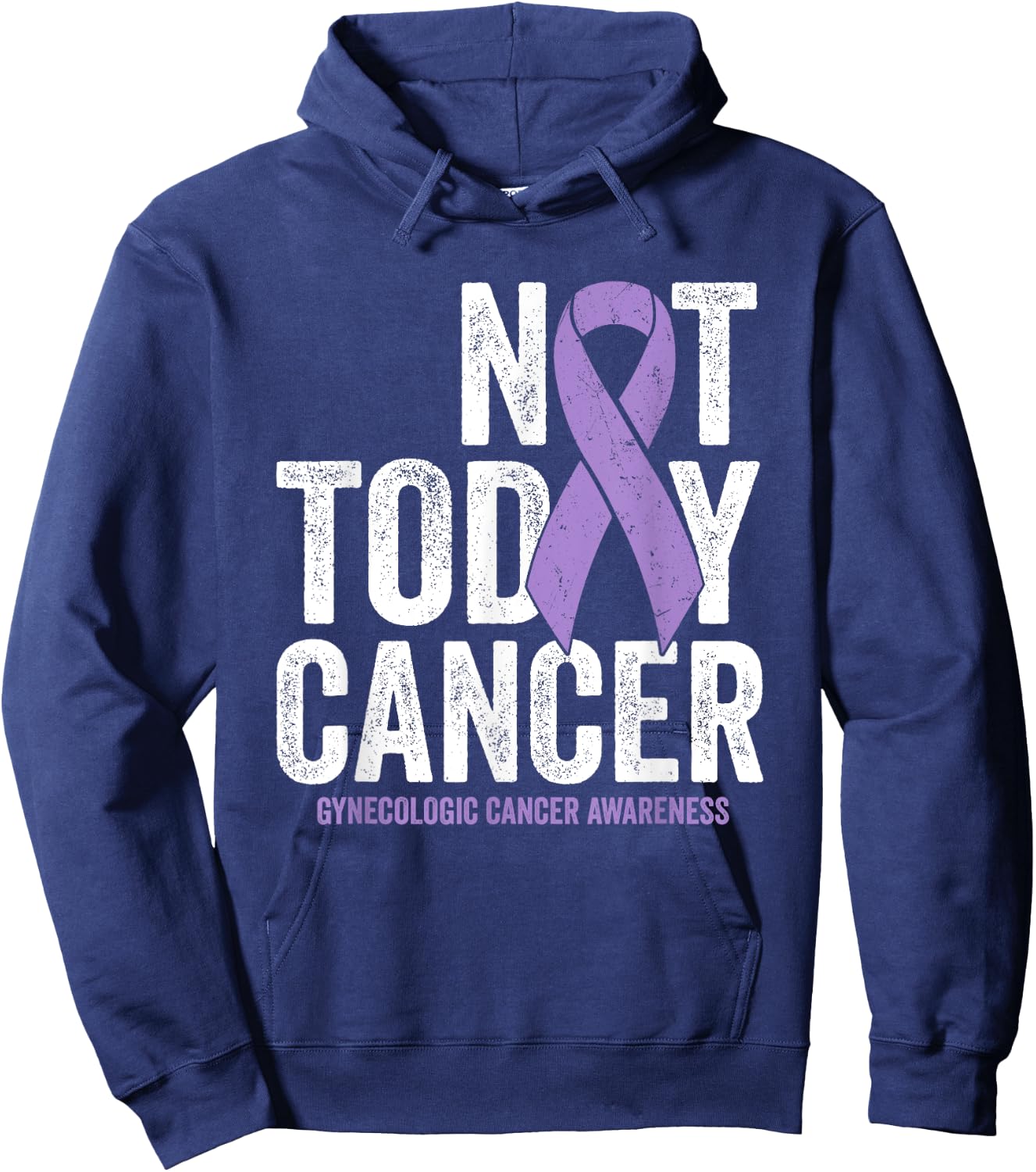 Not Today Gynecological Cancer, Lavender Awareness Ribbon Hoodie - Hoodie | Navy