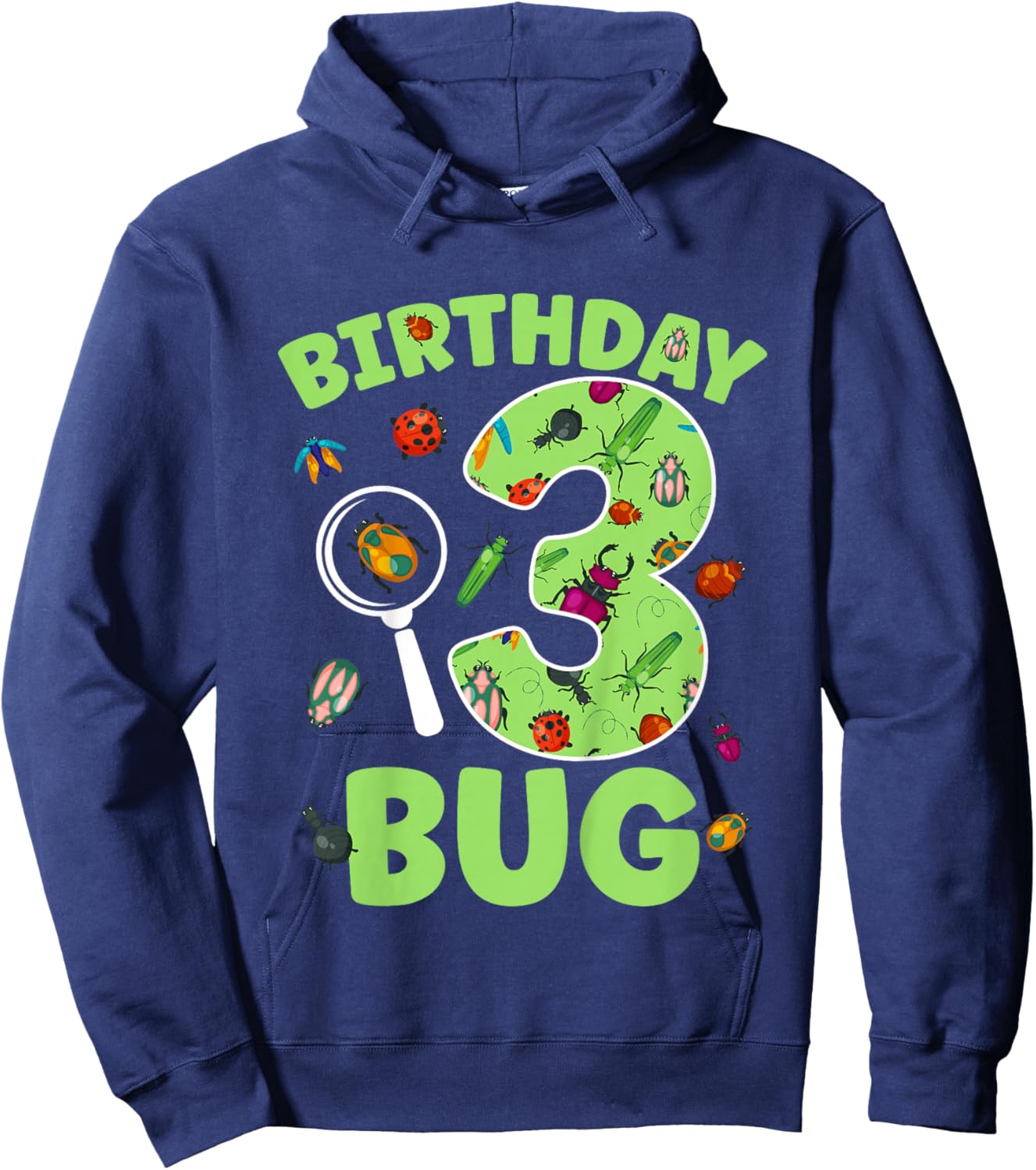 3rd Bug Birthday Party 3 Year Old Bugs Birthday Hoodie - Hoodie | Navy