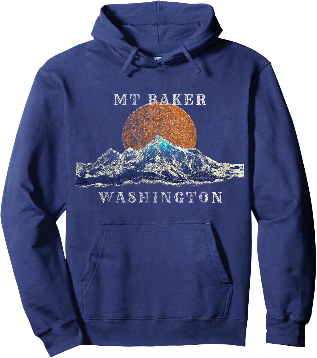 Mount Baker Washington Shirt with Mountain Scene Hoodie - Hoodie | Navy