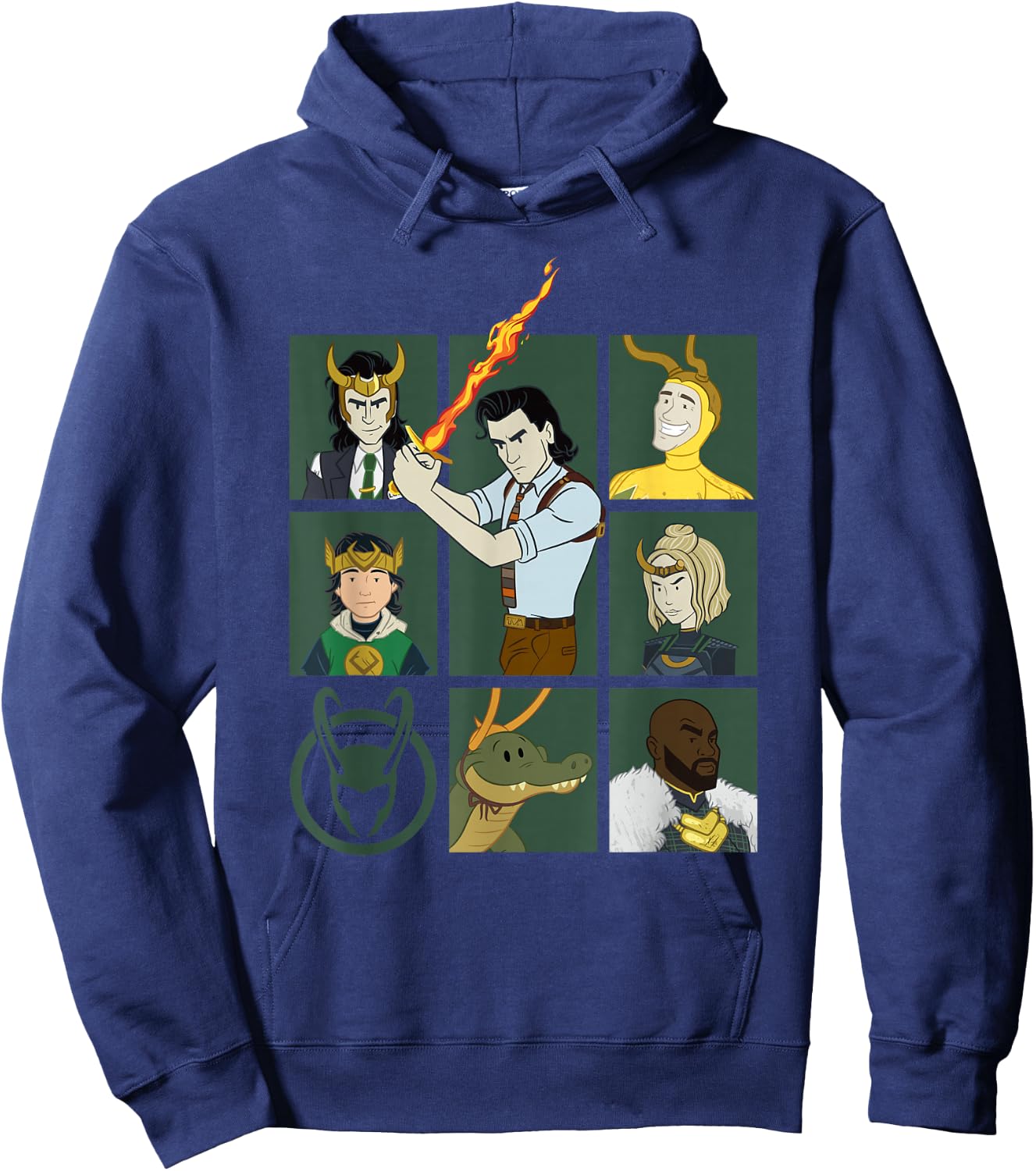 Marvel Loki Variants Alligator Loki Sylvie Character Grid Hoodie - Hoodie | Navy