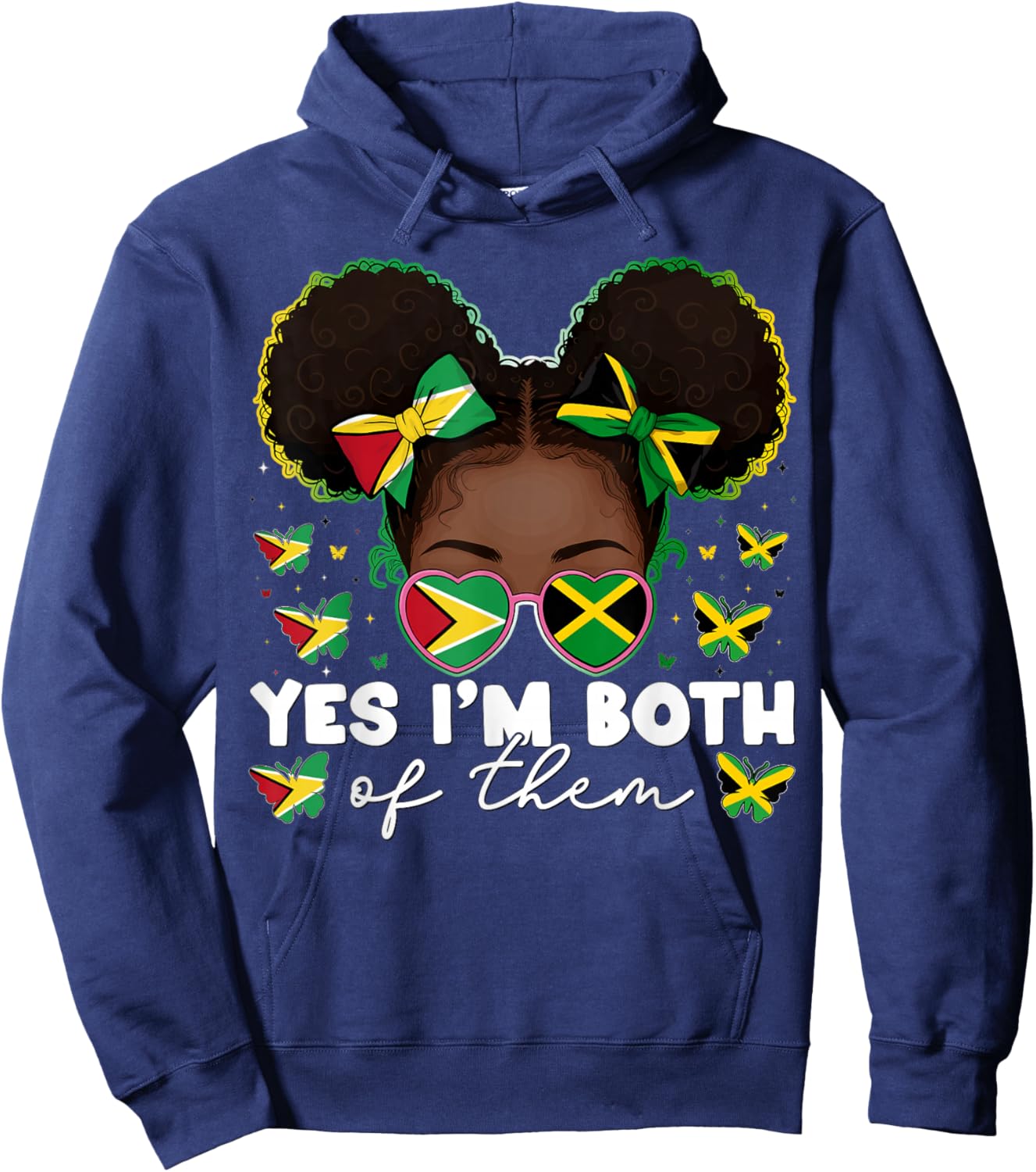 Half Jamaican Guyanese Jamaica Flag Guyana Kids Girls Hoodie - Hoodie | Navy