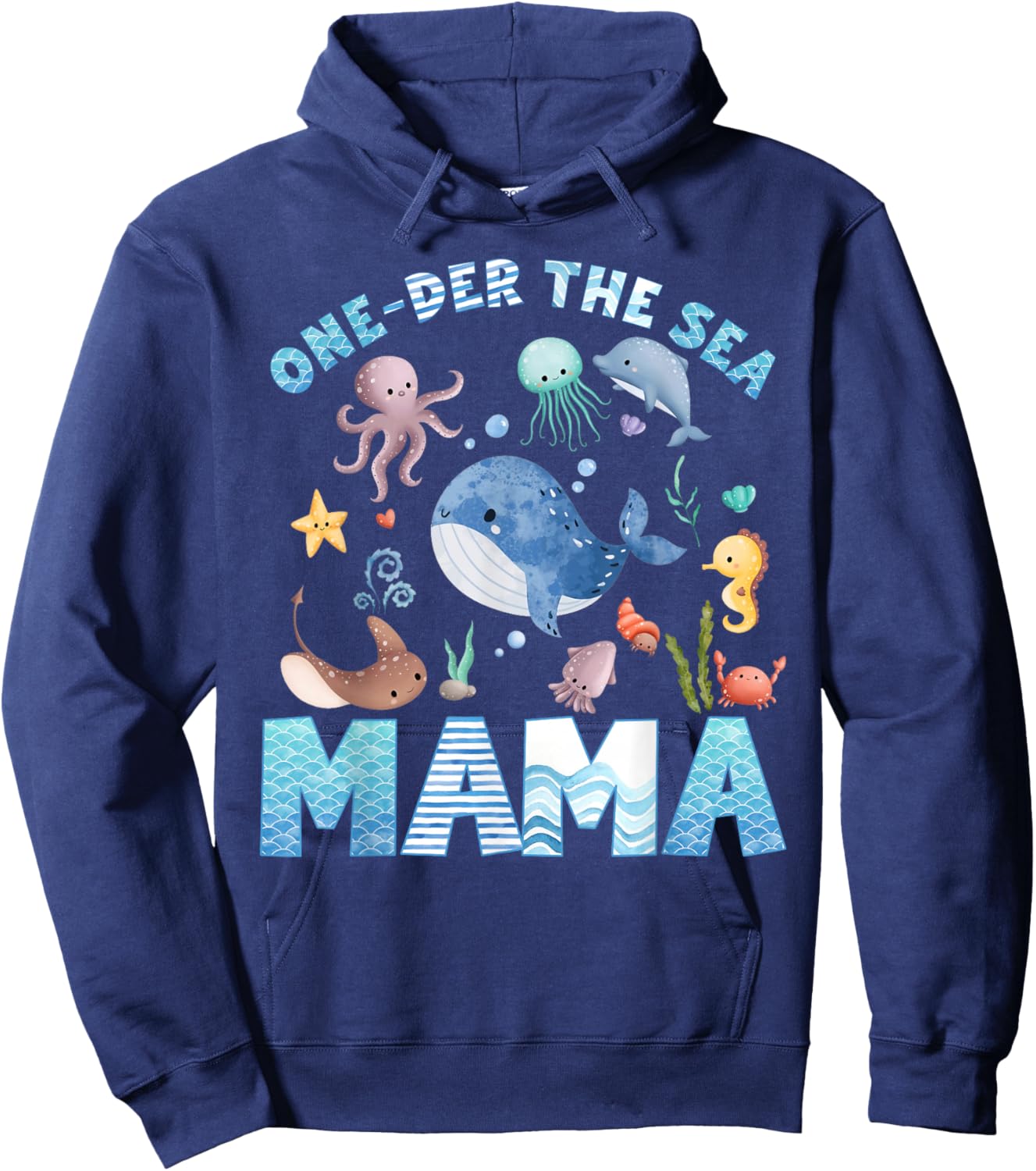 Mama of The Birthday Girl One-der The Sea Family Matching Hoodie - Hoodie | Navy