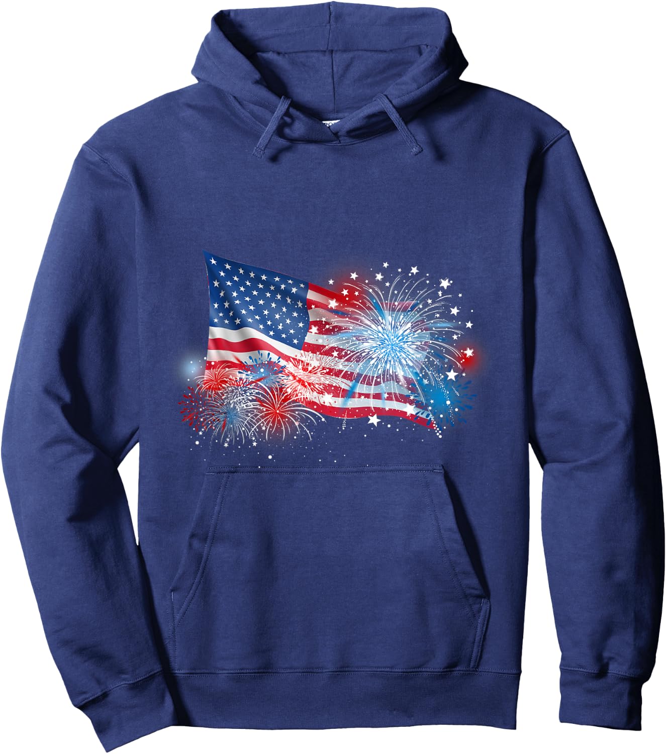 4th of July Red White and Blue Fireworks Show USA Flag Hoodie - Hoodie | Navy
