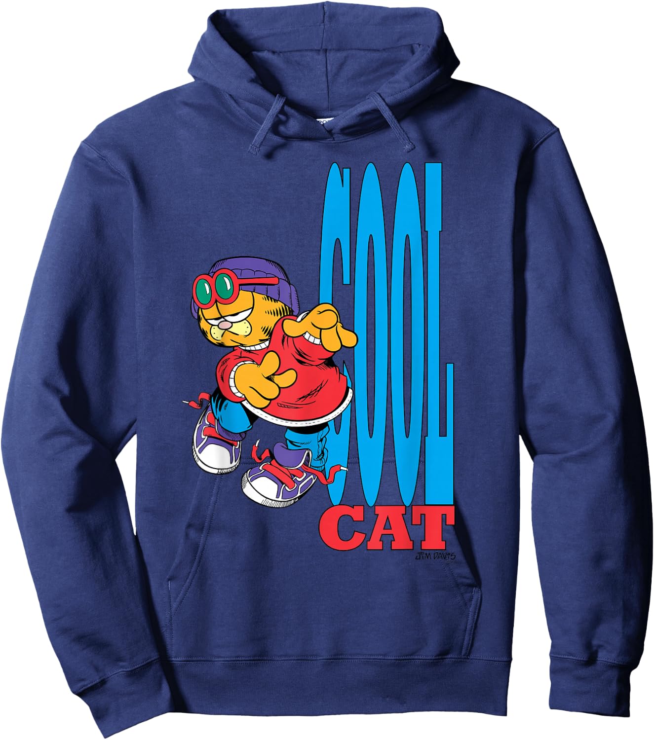 Garfield Cool Cat Retro 90's Cartoon Cat Hoodie - Hoodie | Navy