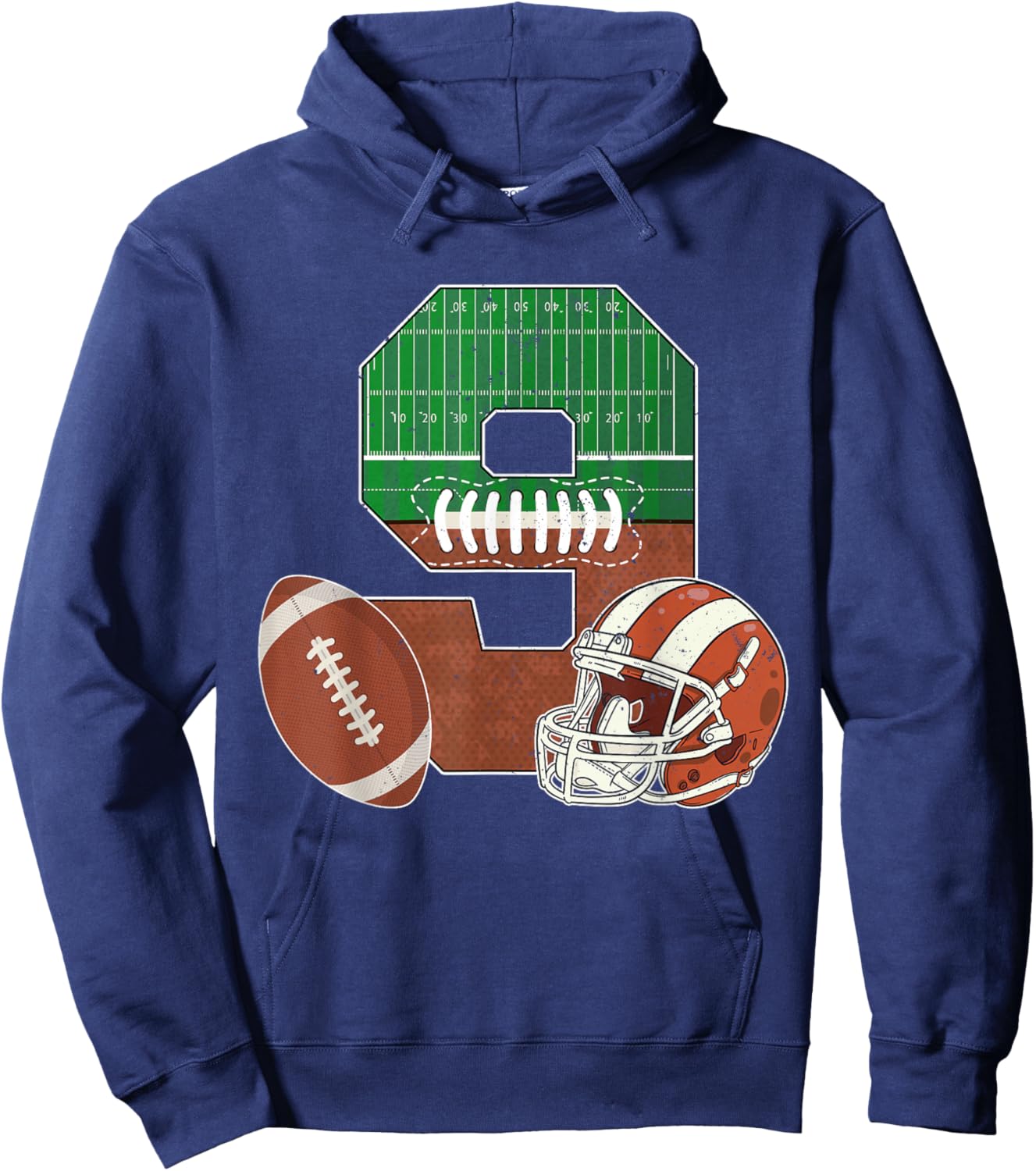 9th Birthday Football Theme 9 Year Old Boy Party Hoodie - Hoodie | Navy