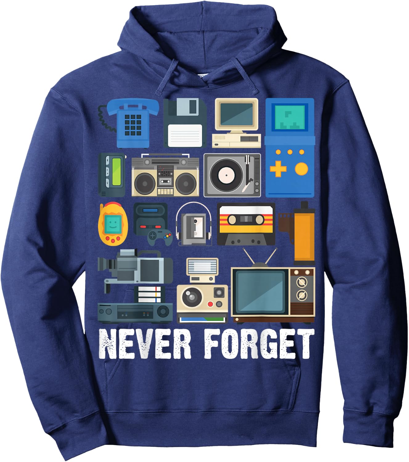 Retro Vintage Style 90's Technology Old Gadgets Lover Hoodie - Hoodie | Navy