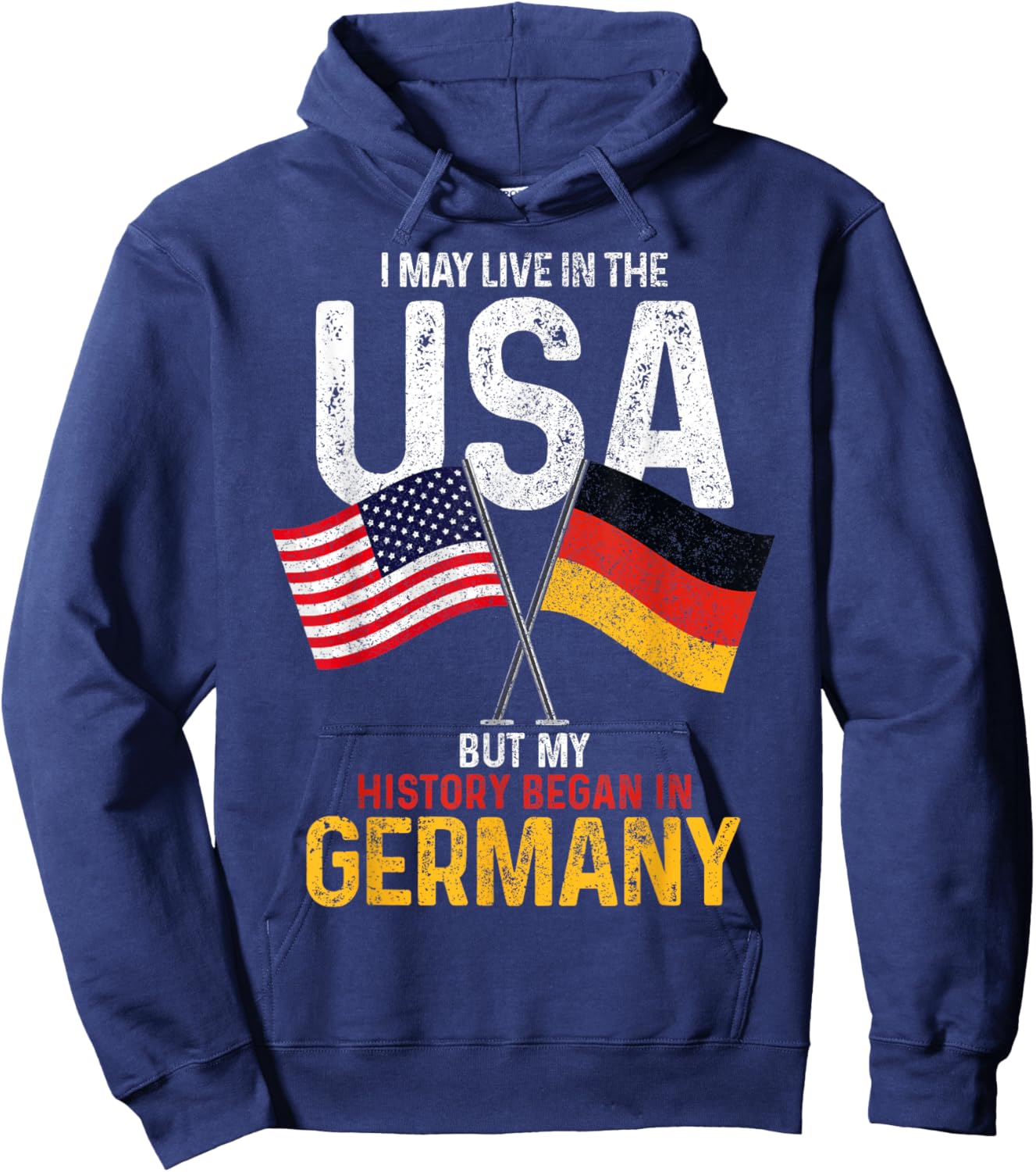 German American My History Began In Germany Pride Vintage Hoodie - Hoodie | Navy