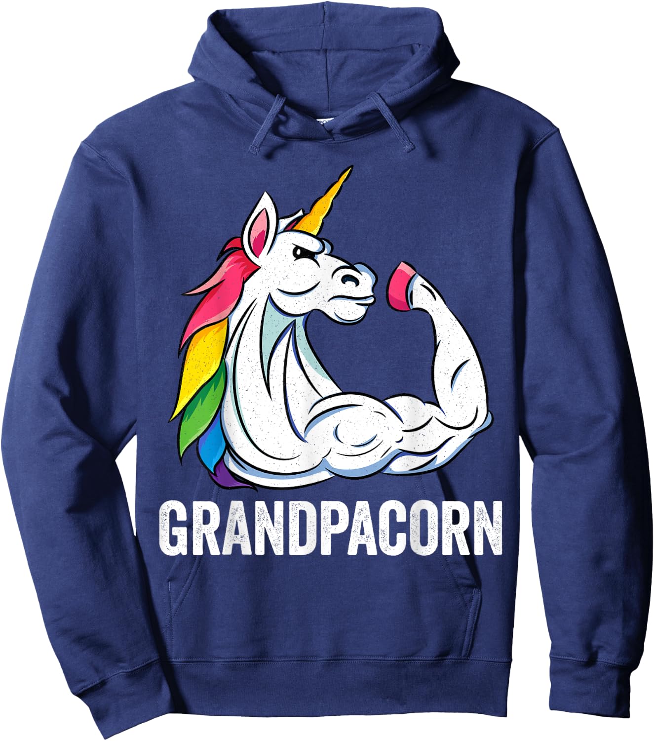 Cute Unicorn Grandpa Girl Birthday Party Apparel GrandpaCorn Hoodie - Hoodie | Navy