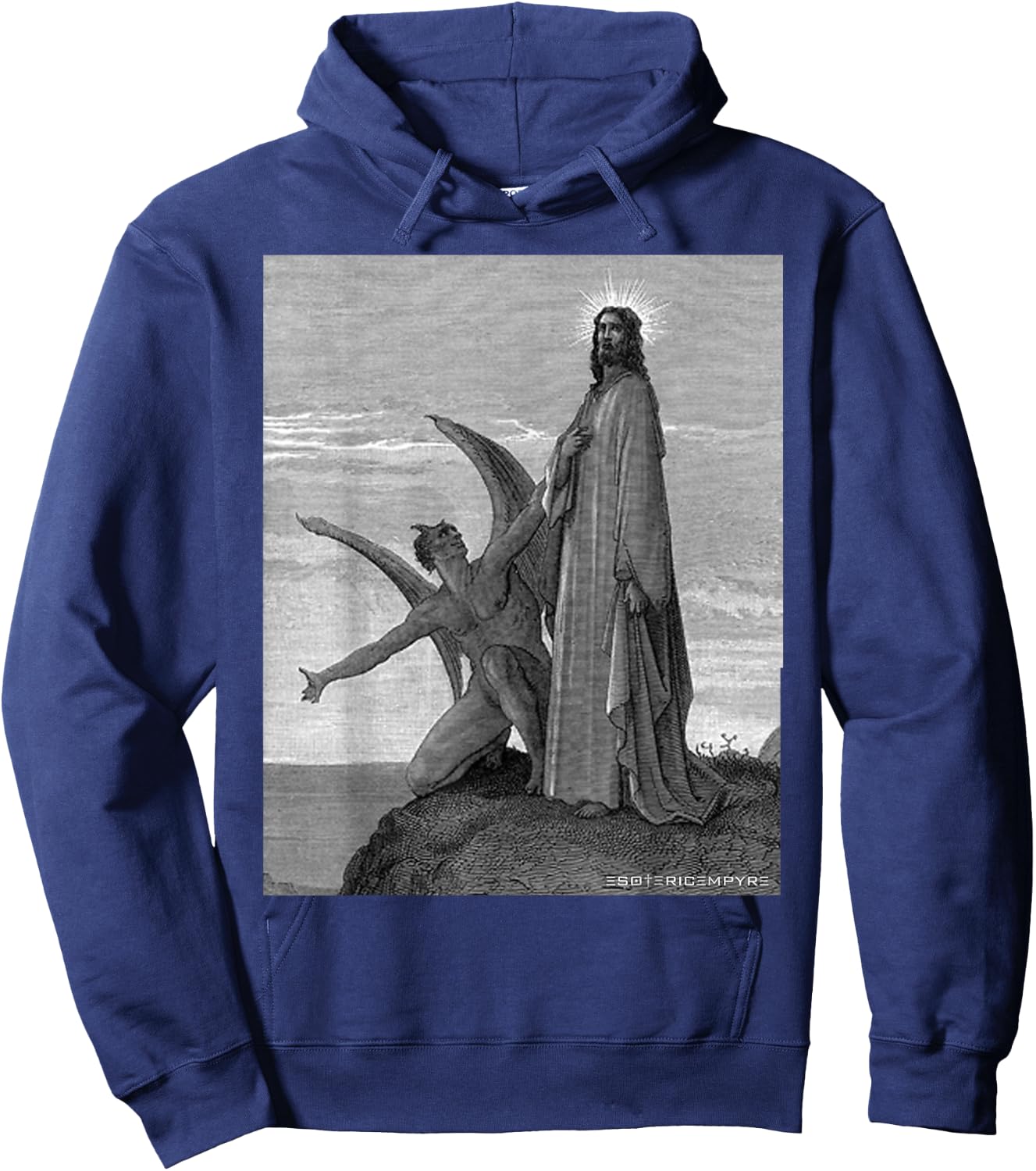 Jesus Christ Temptation of Satan Wilderness by Gustave Dore Hoodie - Hoodie | Navy