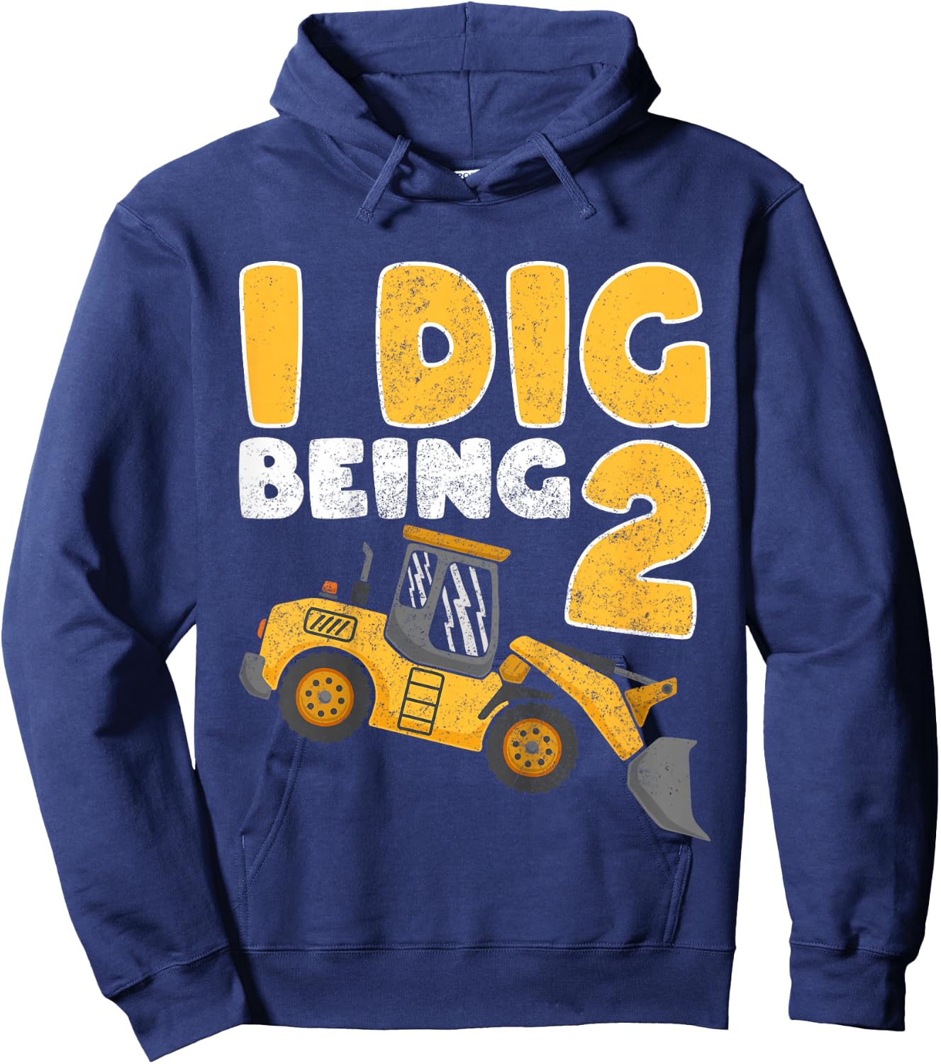 I Dig Being 2 Construction Bulldozer 2nd Birthday Kids Hoodie - Hoodie | Navy