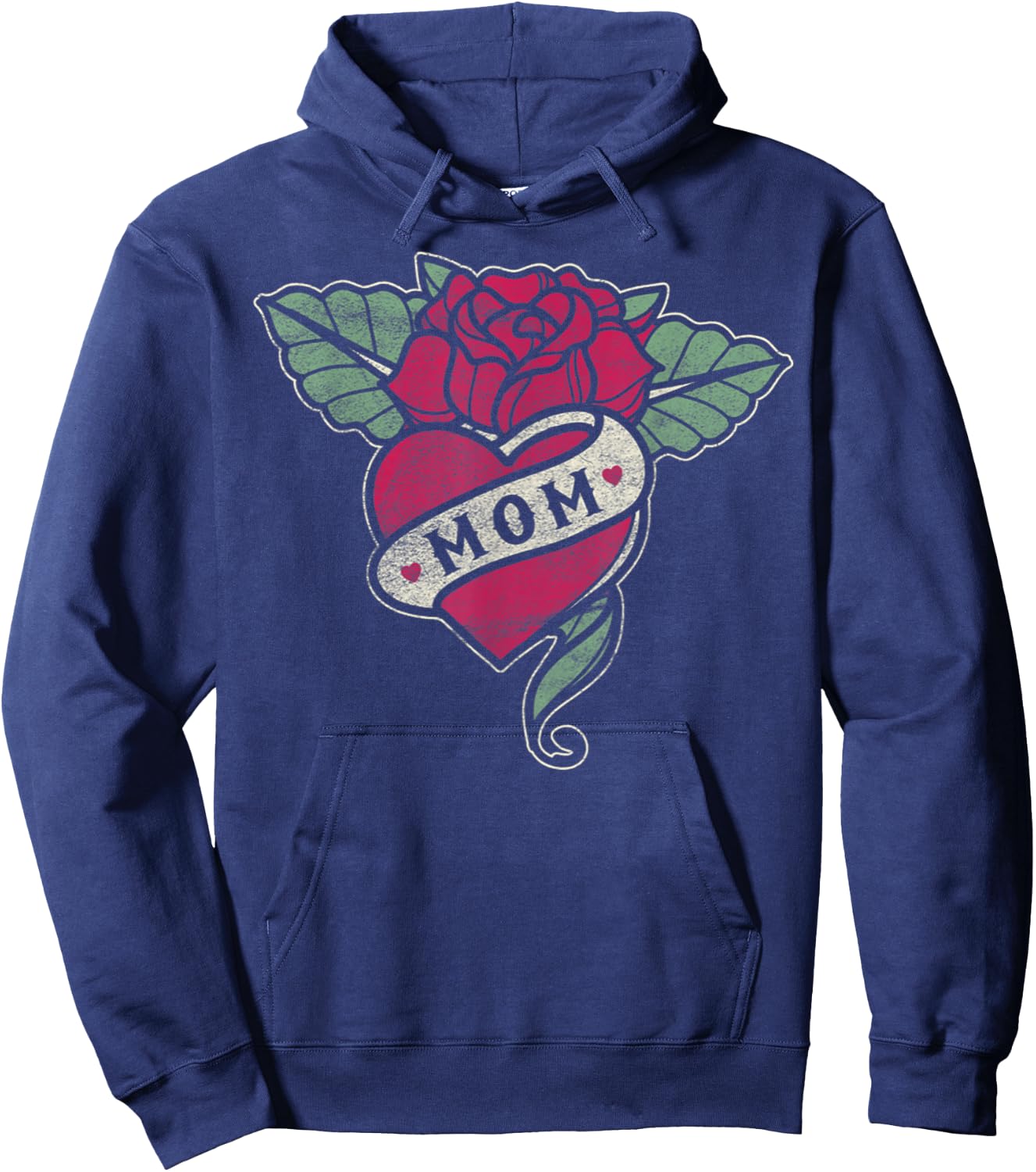 Mom Tattoo Heart Red Rose Motorcycle Hoodie - Hoodie | Navy