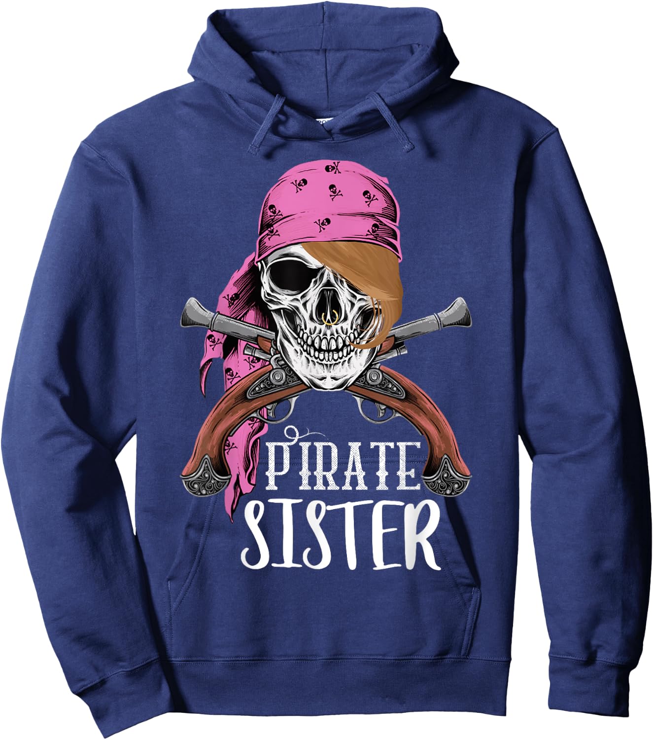 Pirate Princess Sister Women Girl Floral Pirate gift Hoodie - Hoodie | Navy