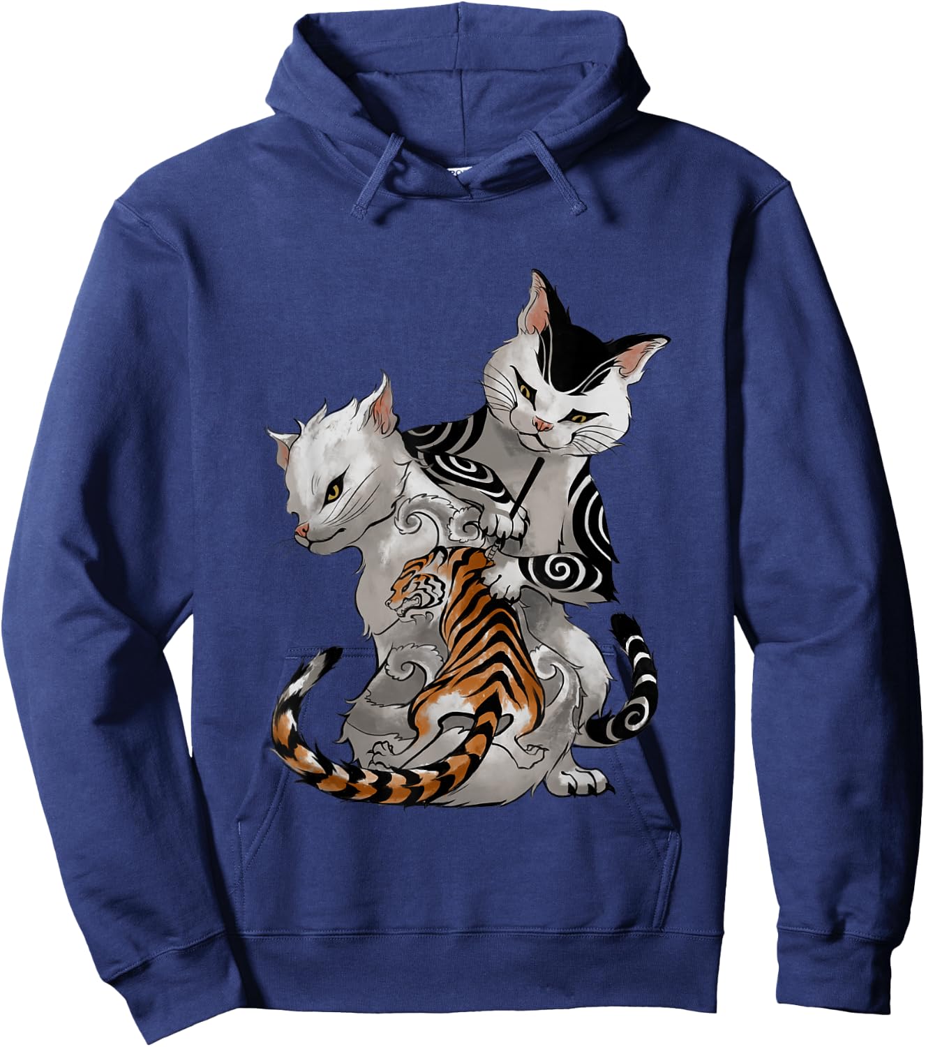 Irezumi Cat Artist with Traditional Japanese Tattoo Men Women Girls Kids Hoodie - Hoodie | Navy