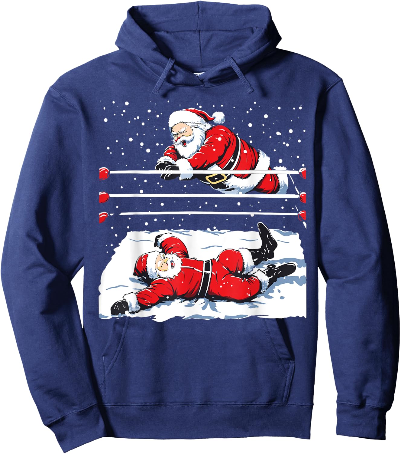 Santa Wrestling Lover Wrestler Christmas Xmas Pajama Hoodie - Hoodie | Navy