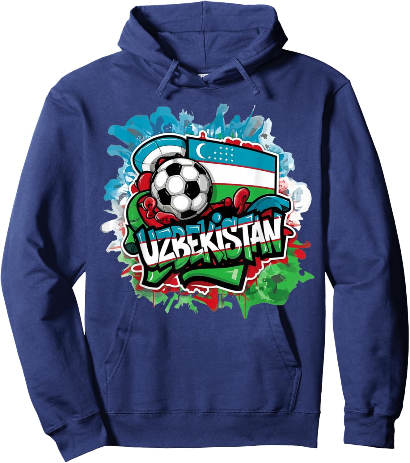 Uzbek Urban Streetwear Y2K Art National Flag Uzbekistan Hoodie - Hoodie | Navy