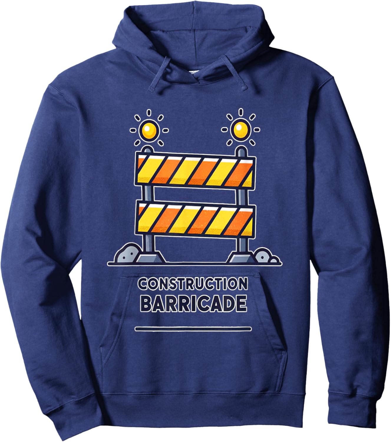 Construction Barricade Graphic with Warning Lights Hoodie - Hoodie | Navy