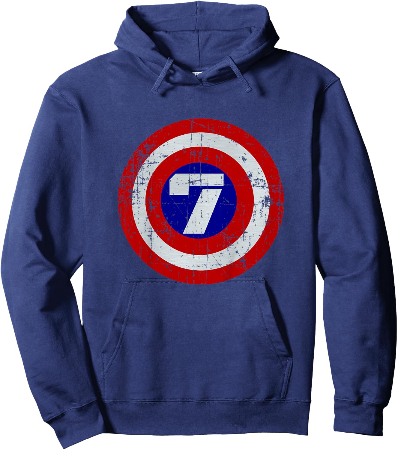 Kids 7 Year old Birthday Distressed Captain Sheild Shirt Hoodie - Hoodie | Navy