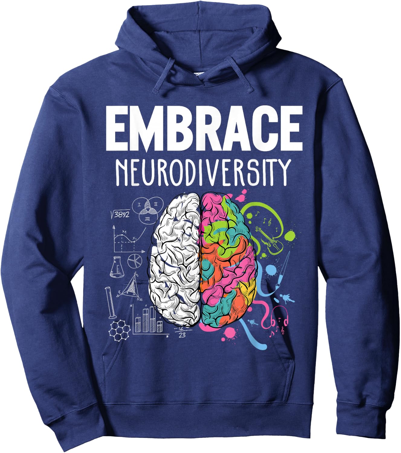 Embrace Neurodiversity Brain Shirt Hoodie - Hoodie | Navy