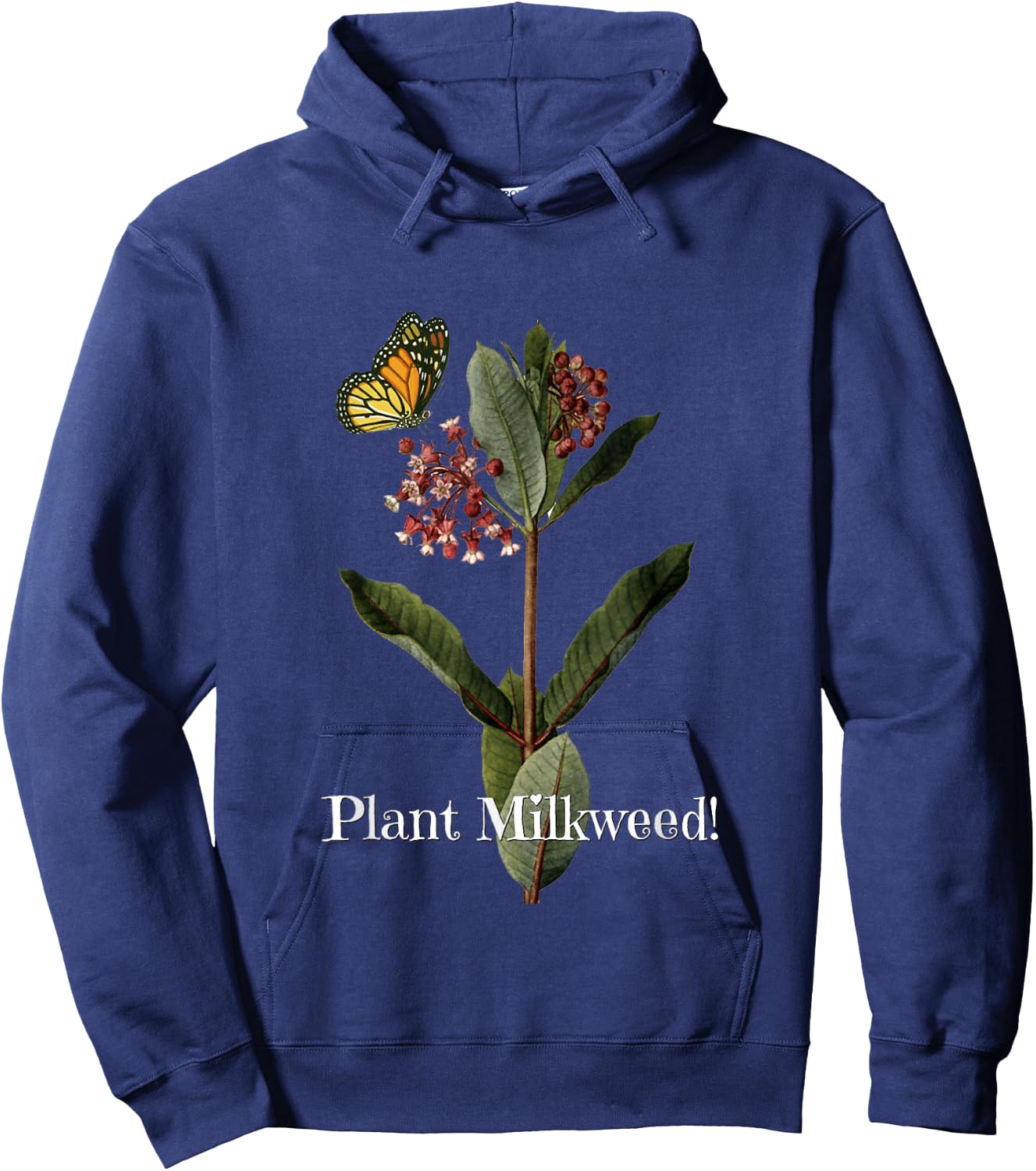 Plant Milkweed with Monarch Butterfly Hoodie - Hoodie | Navy