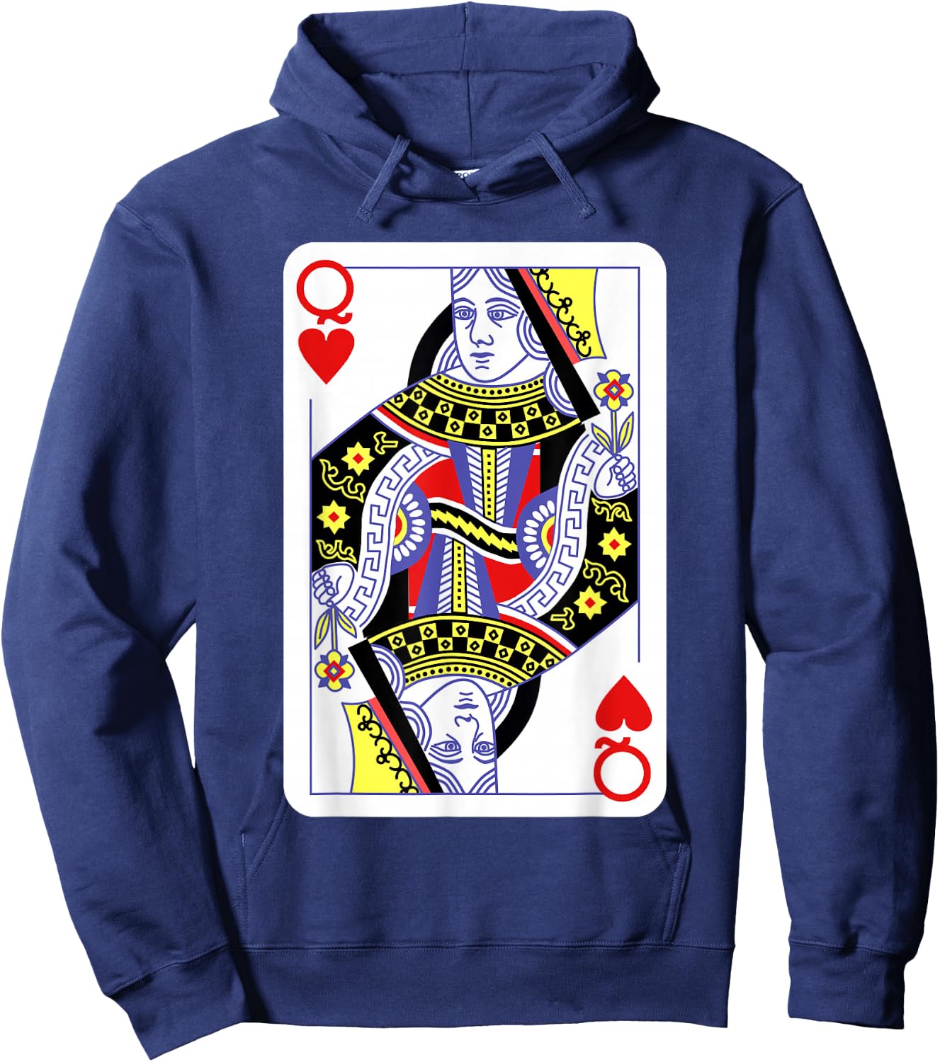 Queen of Hearts Playing Cards Halloween Costume Casino Easy Small Hoodie - Hoodie | Navy