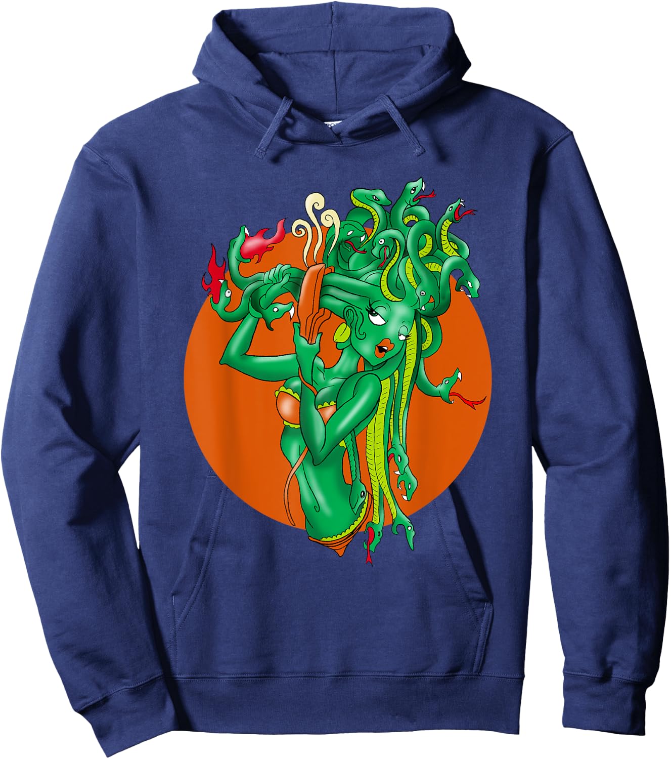 Medusa Girl Cartoon Funny Caricature Cool Comic Gift Hoodie - Hoodie | Navy