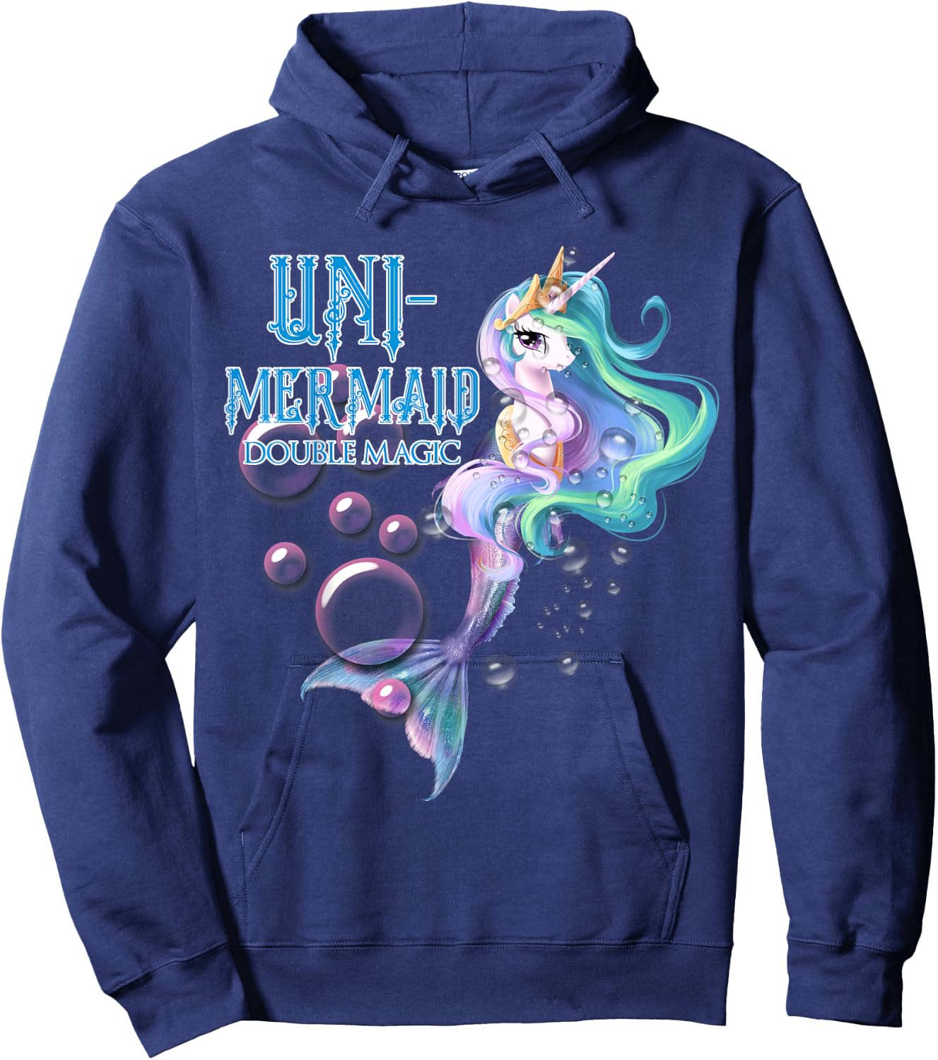 Uni-Mermaid Double Magic Funny Unicorn Hoodie - Hoodie | Navy