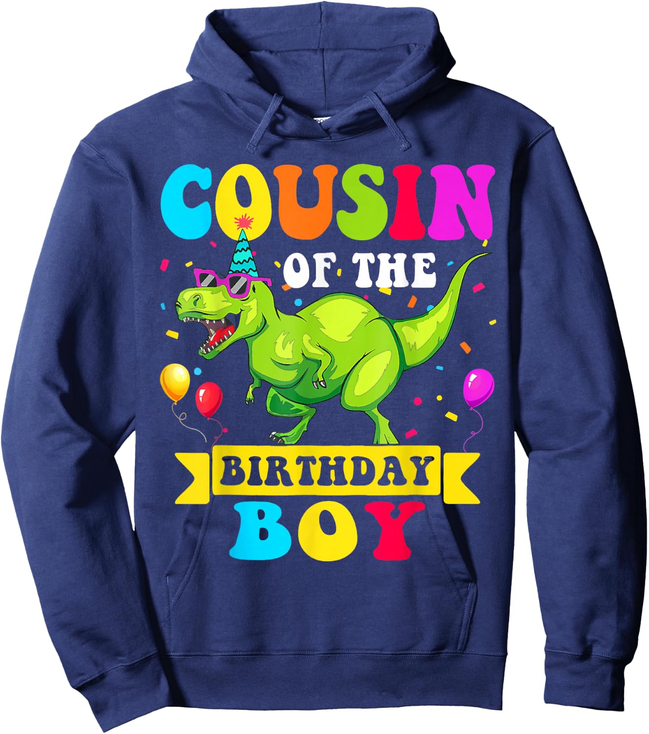Cousin of the Birthday Boy Dinosaur Raptor Funny Hoodie - Hoodie | Navy