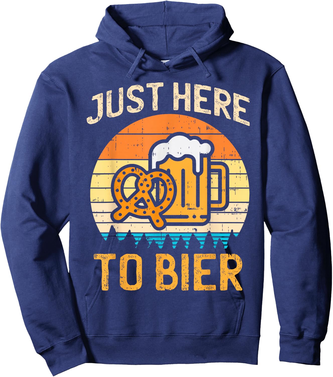 Retro Just Here To Bier Pretzel Beer German Oktoberfest Hoodie - Hoodie | Navy