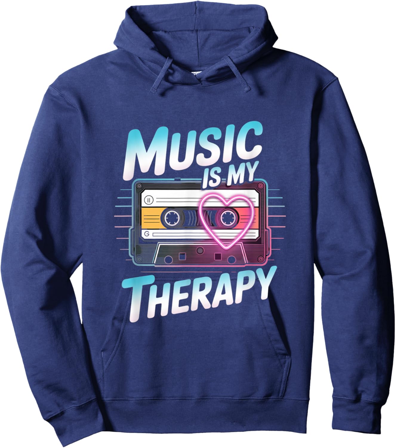 Music Is My Therapy Music Musicians Headphone Music Memes Hoodie - Hoodie | Navy