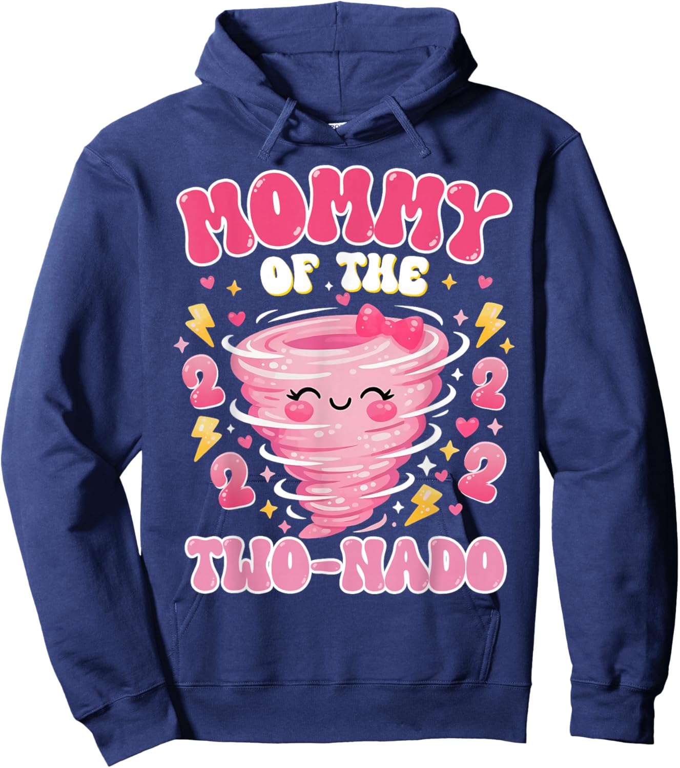 Mommy of The Two-nado 2nd Birthday Girl Tornado Theme Bday Hoodie - Hoodie | Navy