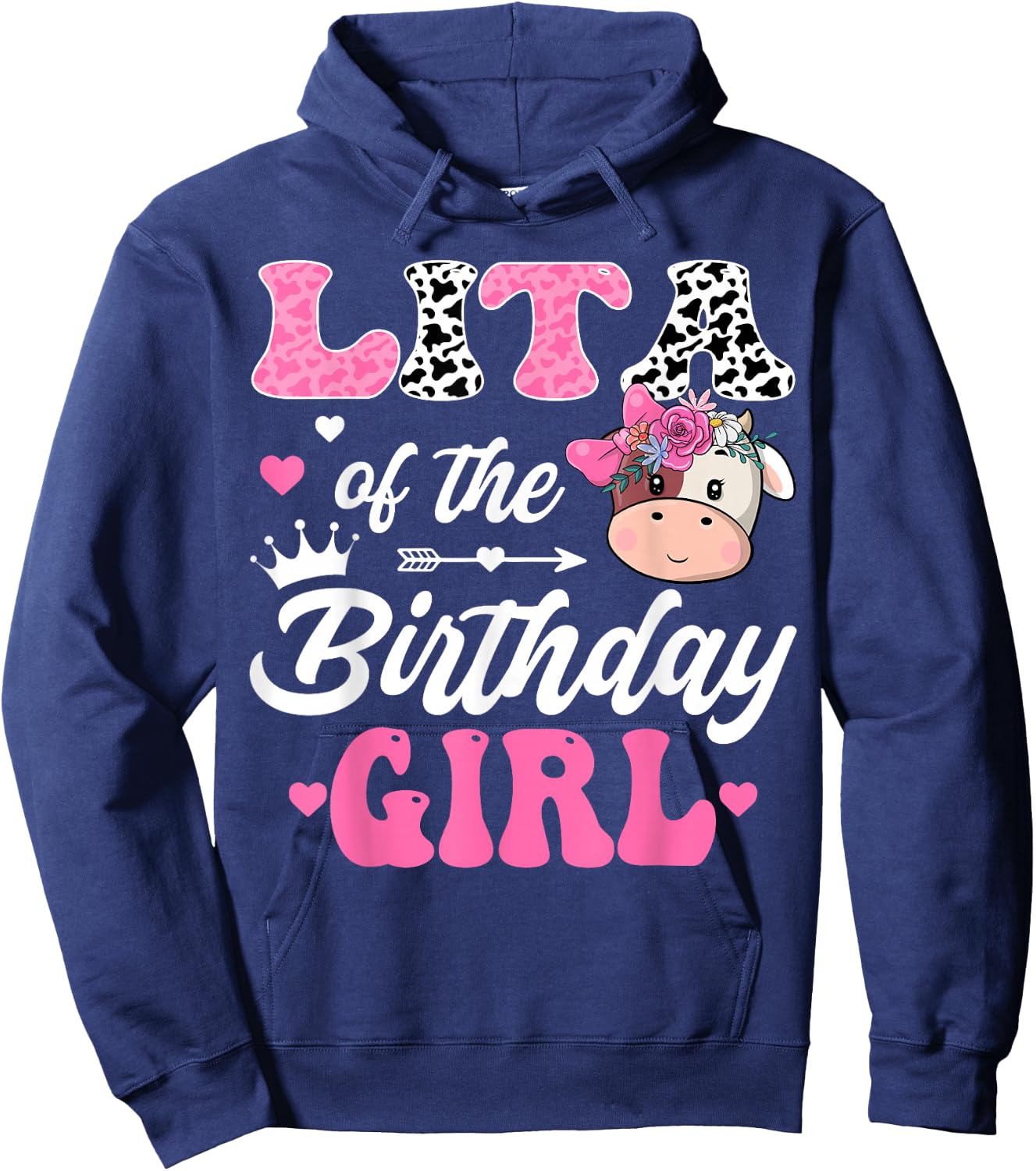 Lita Of The Birthday Girl Farm Cow 1St Birthday Girl Hoodie - Hoodie | Navy