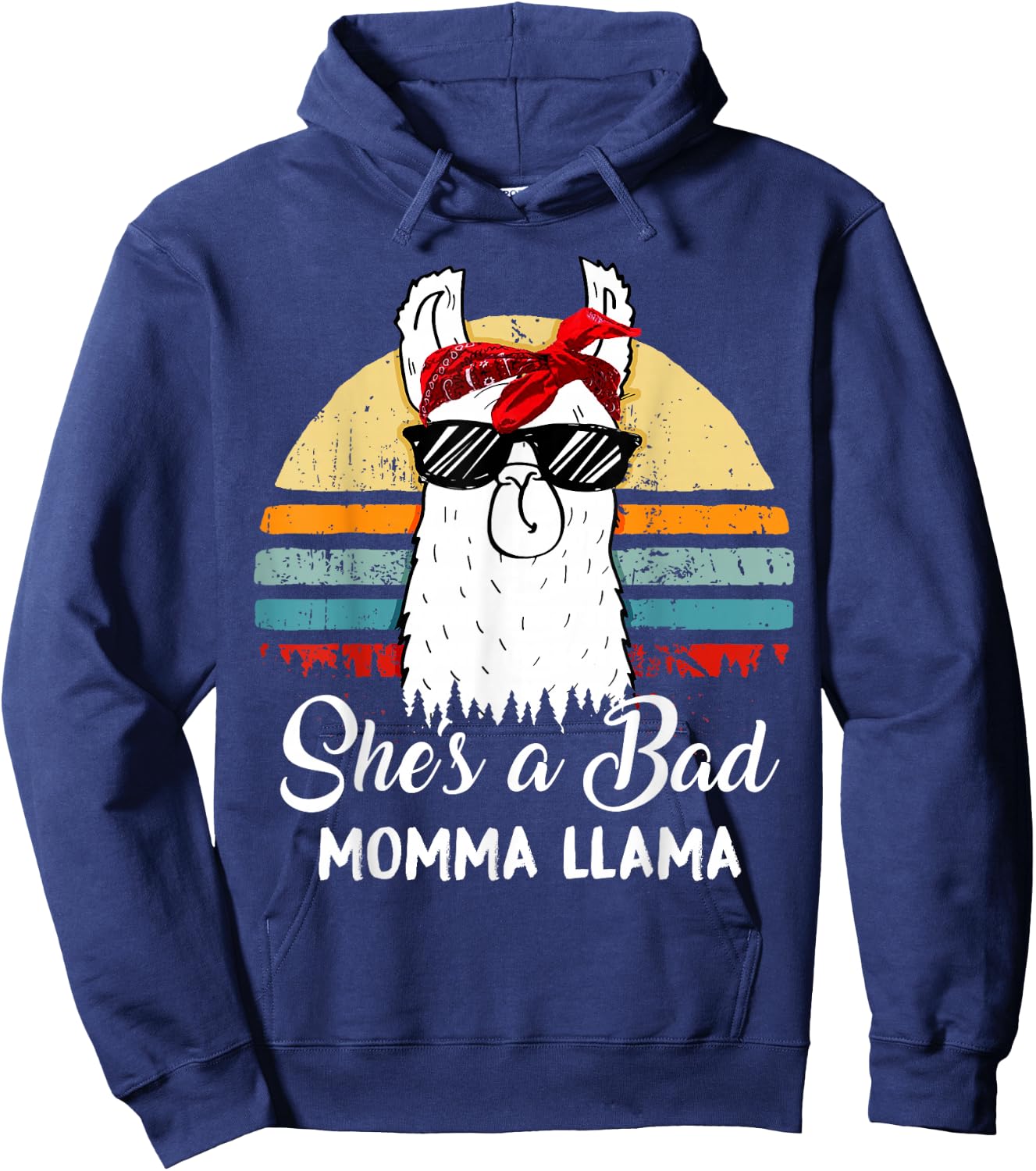 She's a Bad Momma Llama Funny Retro Vintage Mama Hoodie - Hoodie | Navy