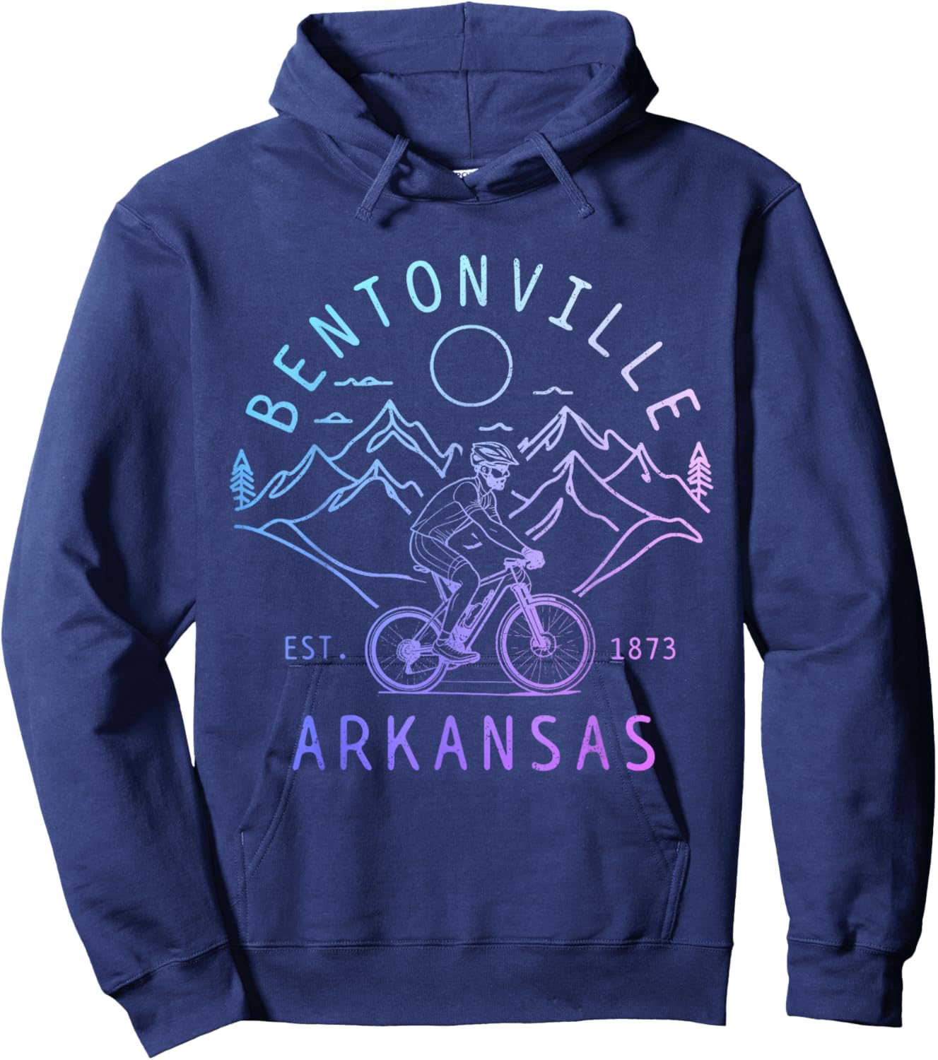 Bentonville Arkansas Mountain Bike MTB Cycling Vintage Hoodie - Hoodie | Navy