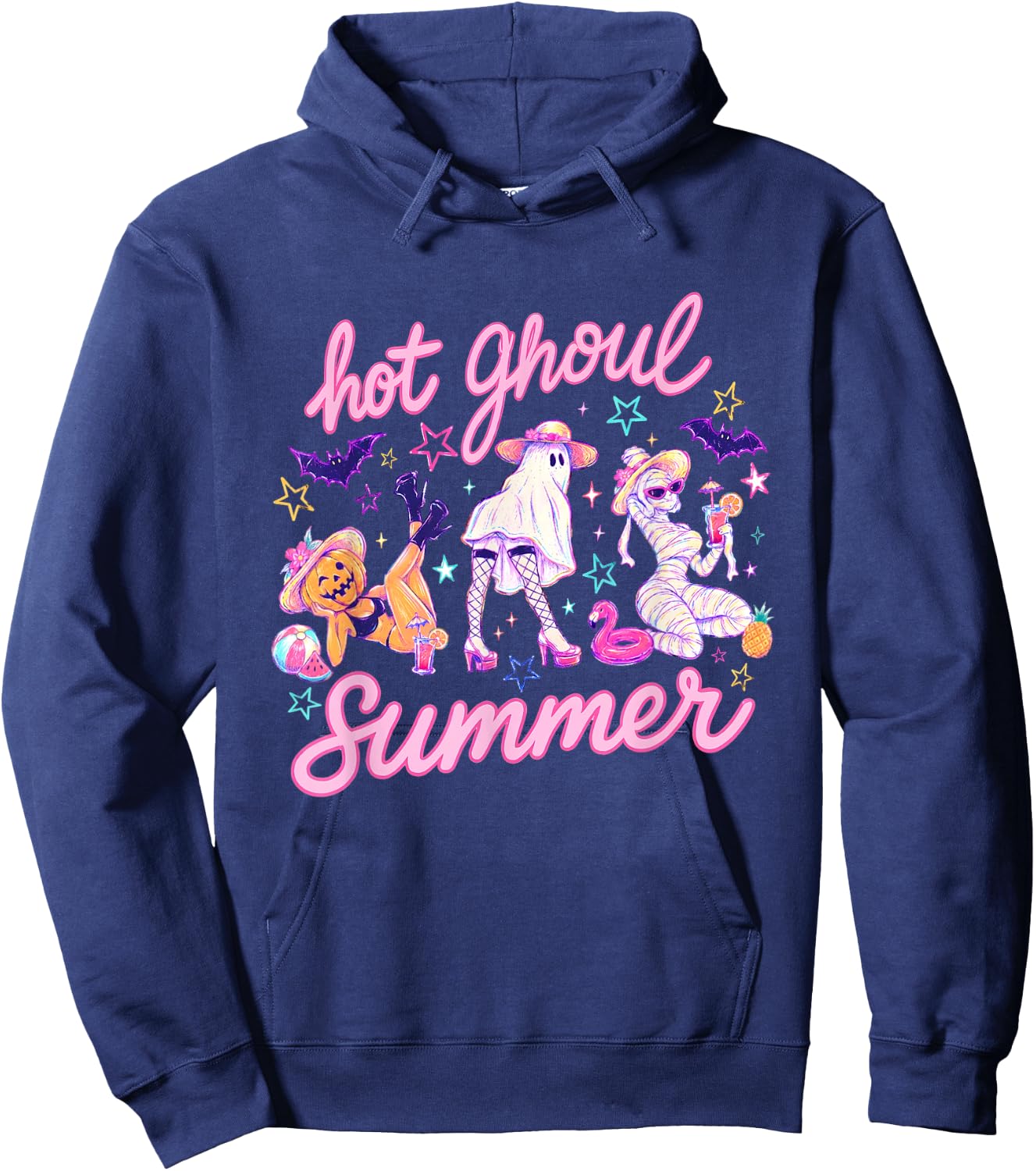 Hot Ghoul Summer Halloween Funny Ghost Spooky Vibes Hoodie - Hoodie | Navy