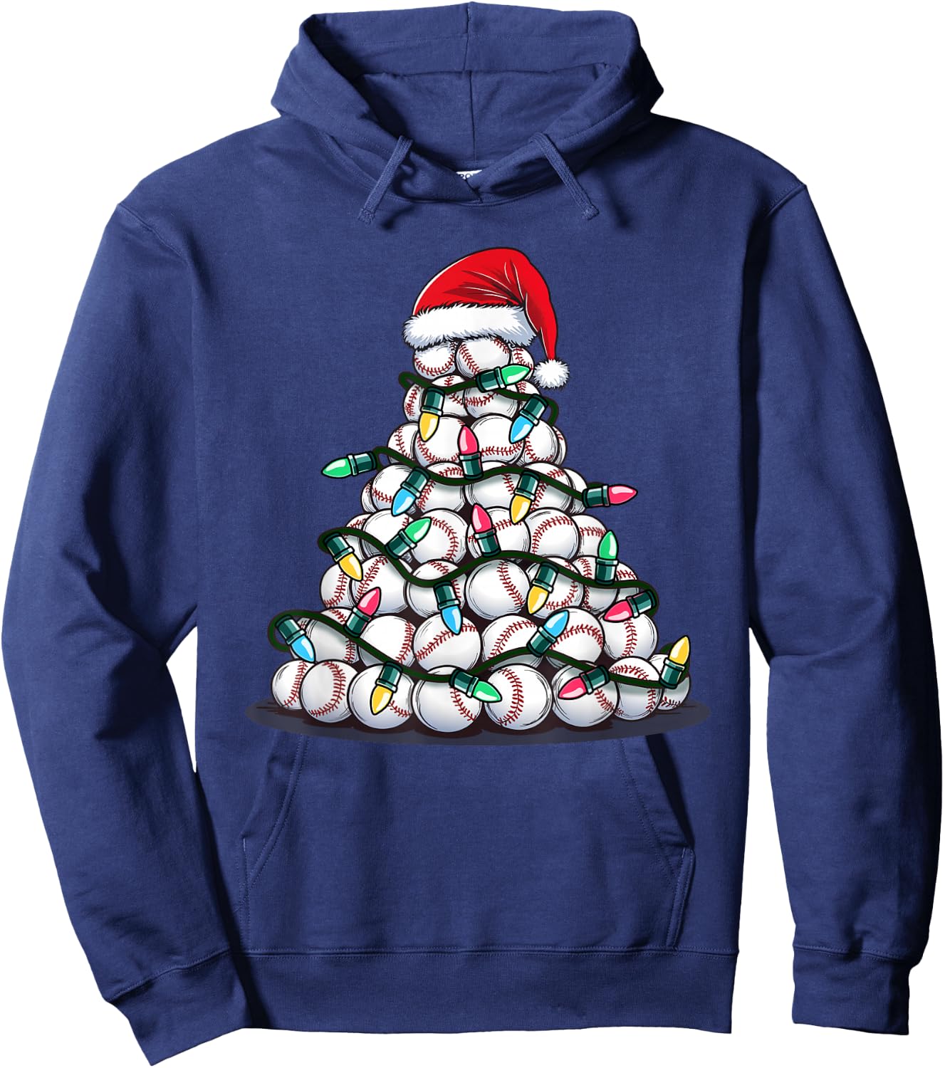 Baseball Christmas Tree Men Boys Youth Santa Sports Hoodie - Hoodie | Navy