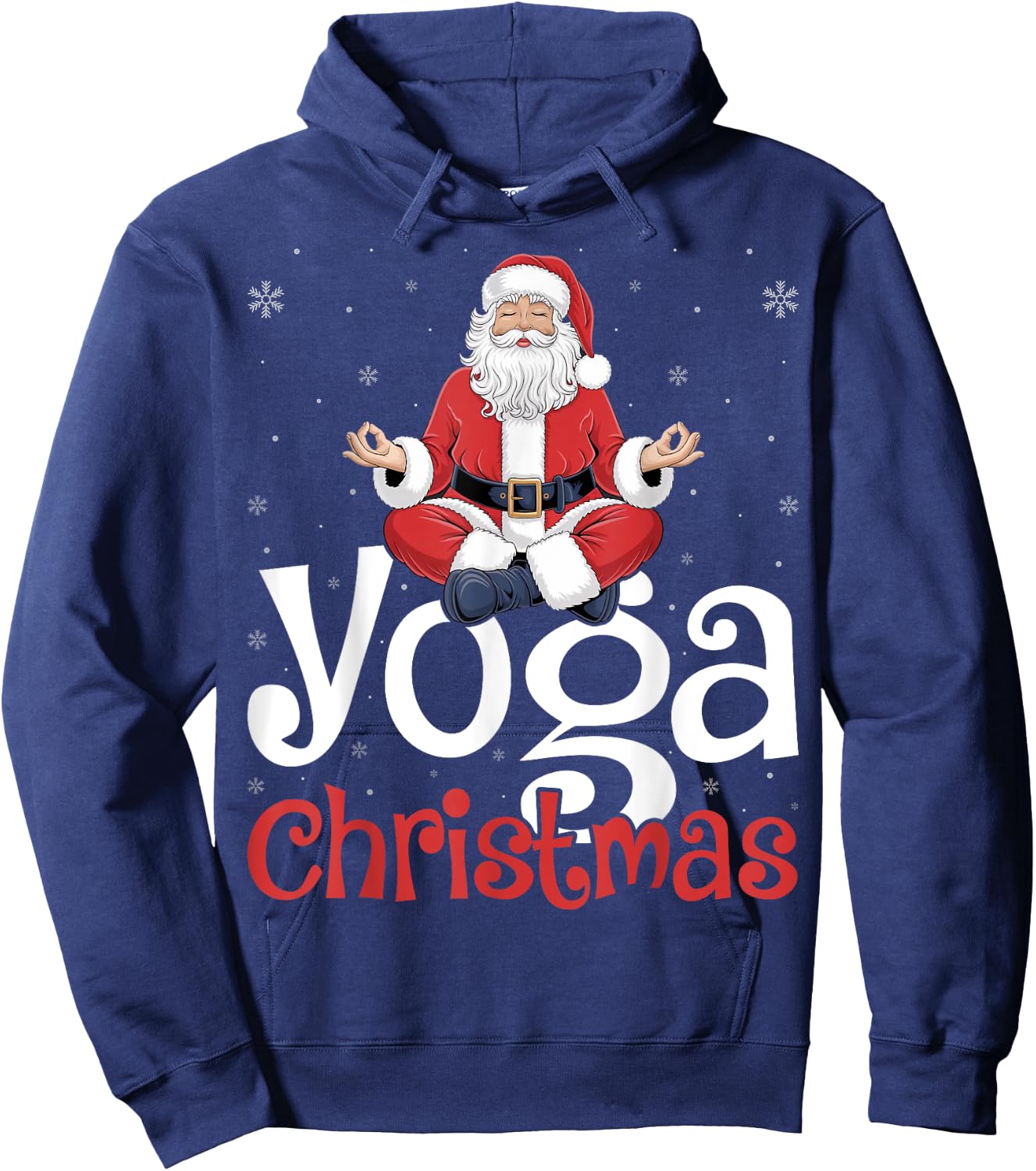 Yoga Christmas Santa Meditation Xmas Winter Holiday Hoodie - Hoodie | Navy