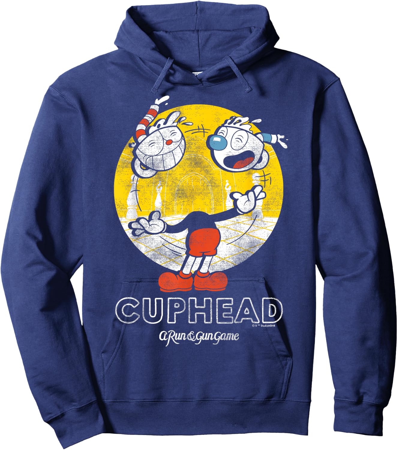 Cuphead with Mugman Head Juggling Hoodie - Hoodie | Navy