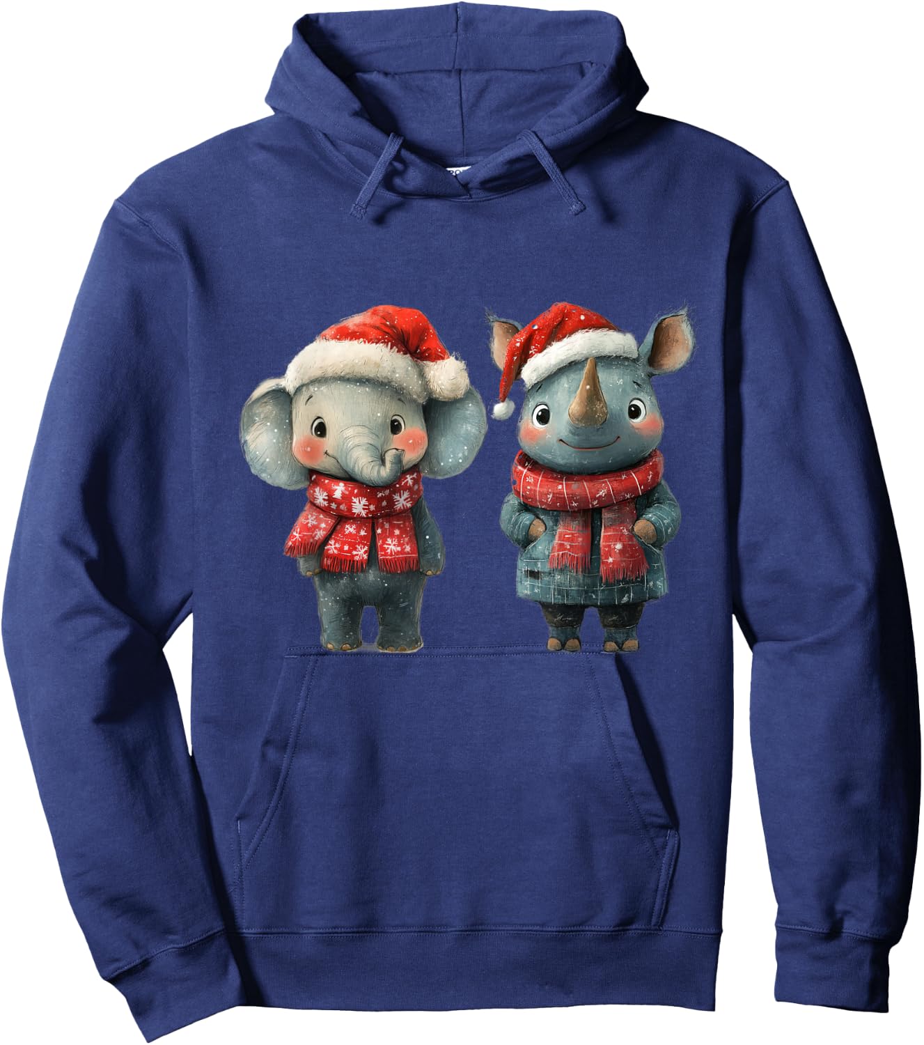 Elephant and Rhino animal South African Christmas animals Hoodie - Hoodie | Navy
