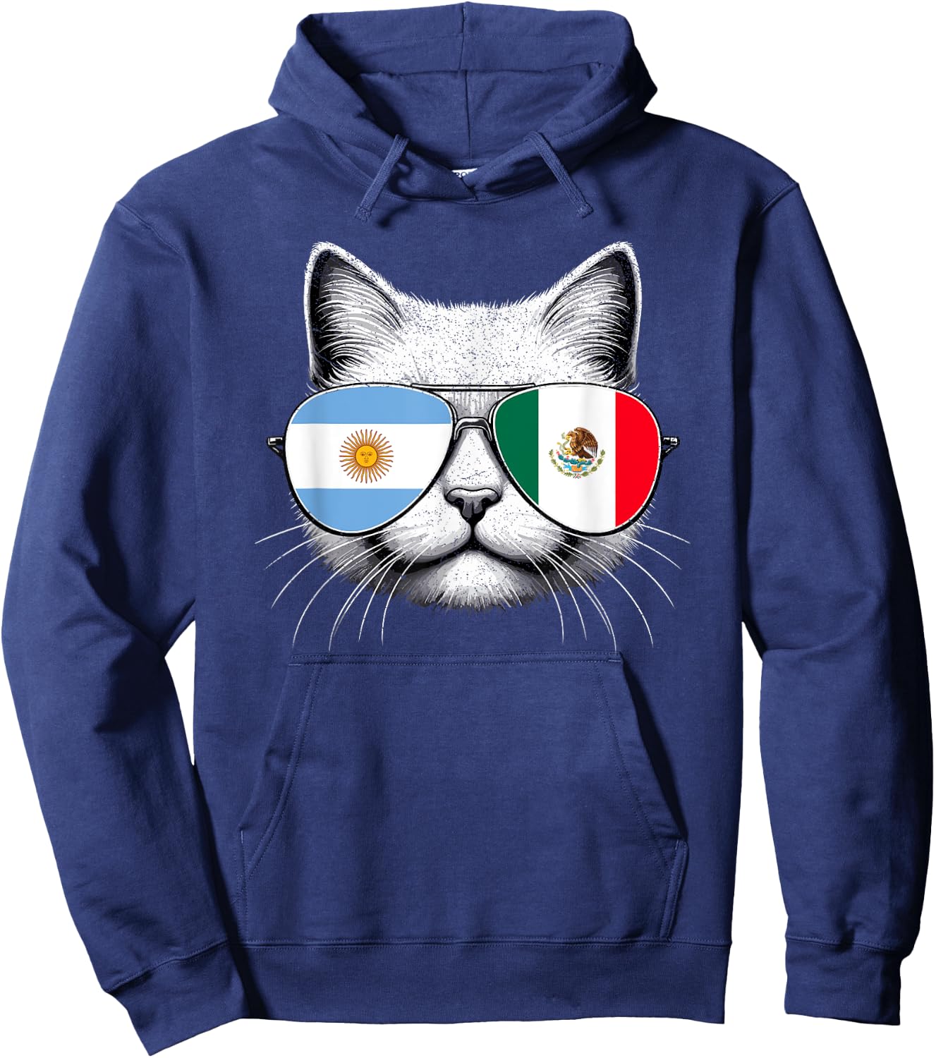 Argentinian Mexican Flag Funny Cat Argentina Mexico Men Women Kids Hoodie - Hoodie | Navy