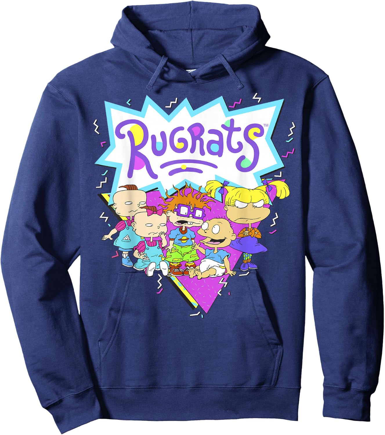Rugrats Group Shot Retro Geometric Logo Hoodie - Hoodie | Navy