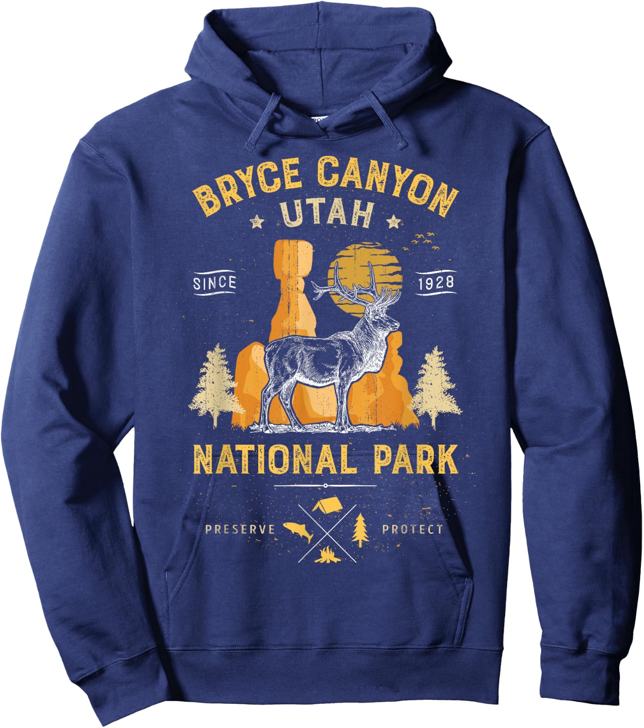 Bryce Canyon National Park T shirt Vintage Utah Deer Elk Hoodie - Hoodie | Navy