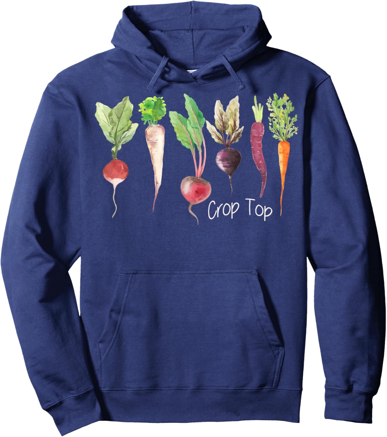 Crop Top Funny Gardening Pun Vegetable Art Hoodie - Hoodie | Navy