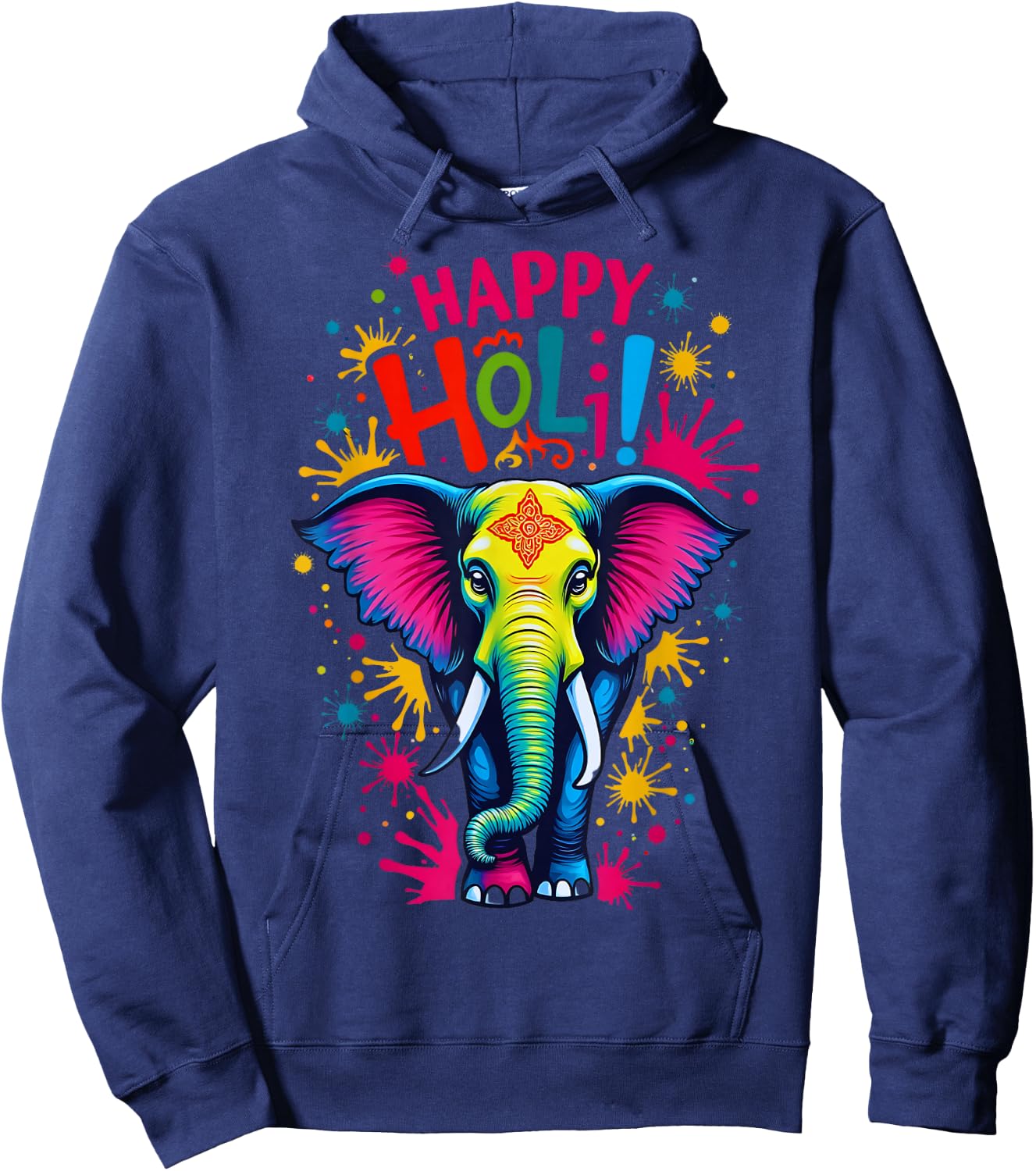 Happy Holi Festival India Color Elephant Hindu For Kids Hoodie - Hoodie | Navy