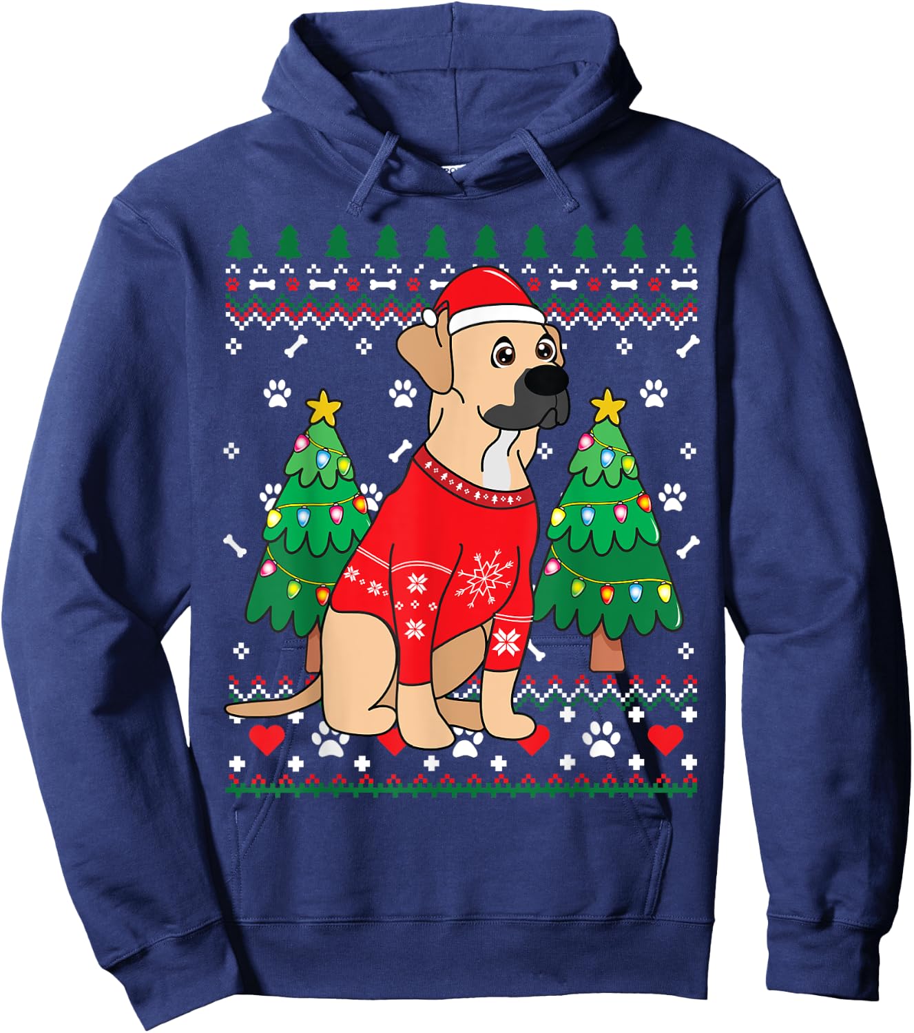 Black Mouth Cur Christmas Ornament Tree Mom Dad Gift Hoodie - Hoodie | Navy