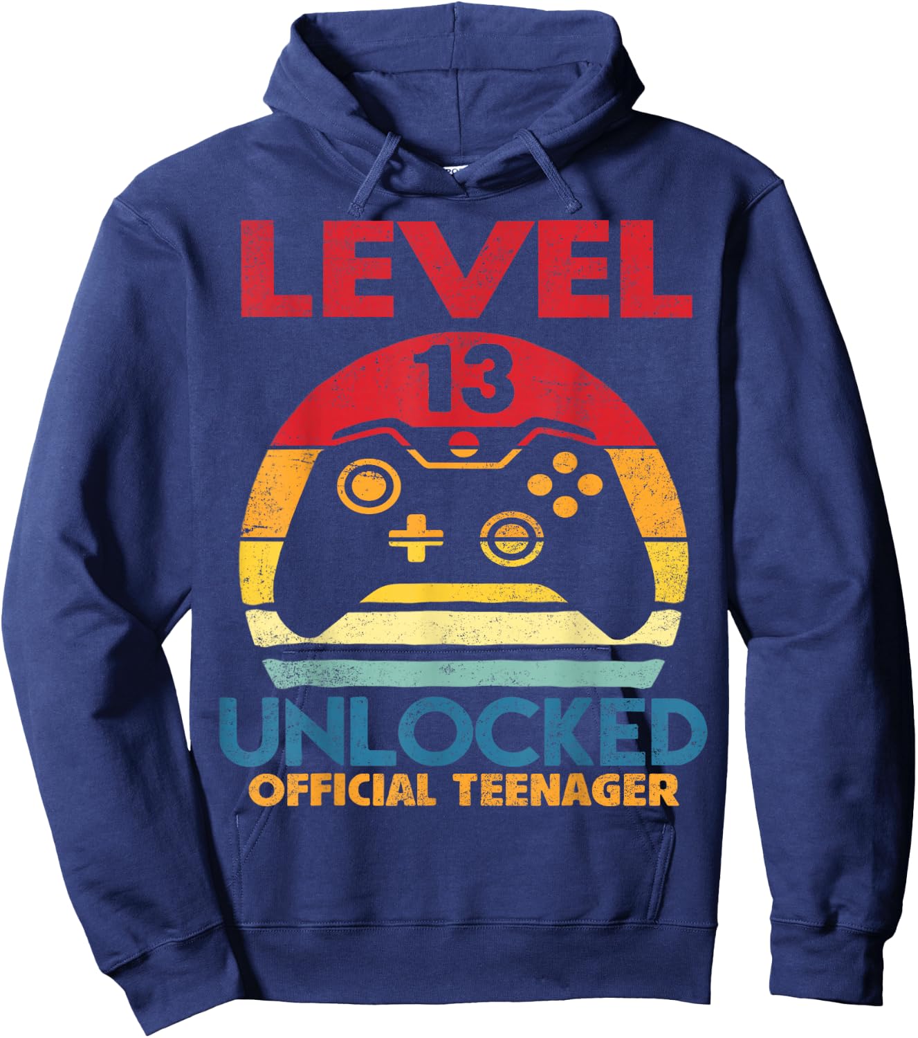 Official Teenager 13th Birthday Boy Shirt Level 13 Unlocked Hoodie - Hoodie | Navy